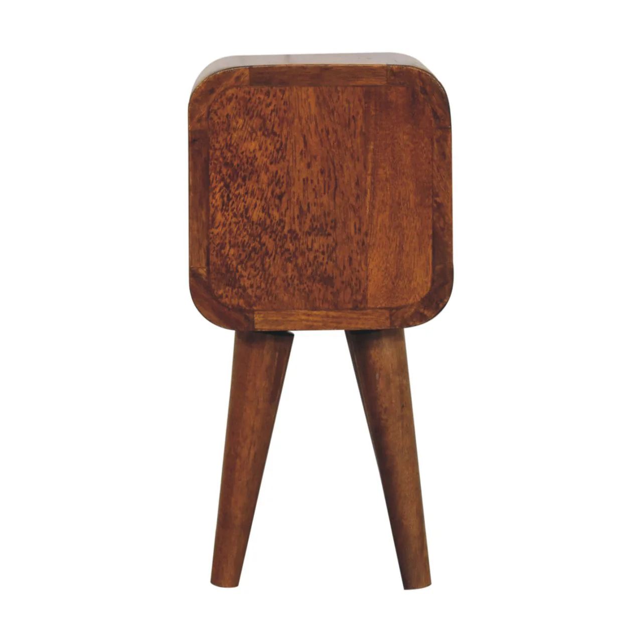 Bedside Table, Extra Mini Curved Chestnut 2 Drawers, Dark Brown Solid Wood - Image 6