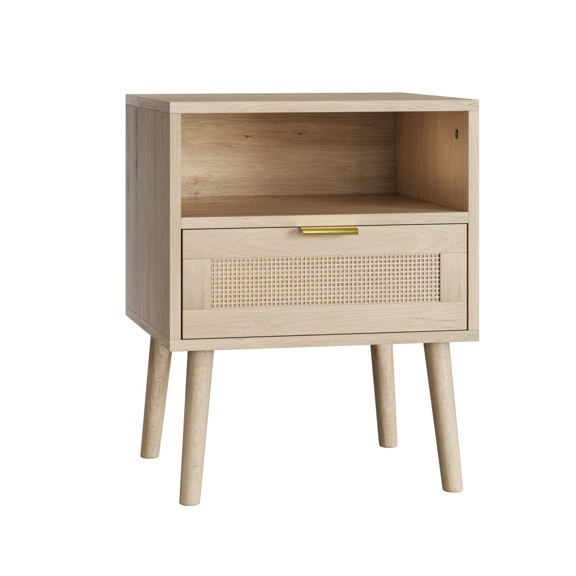 Bedside Table Open Shelf Gold Handle 45x40cm Vine - Image 8