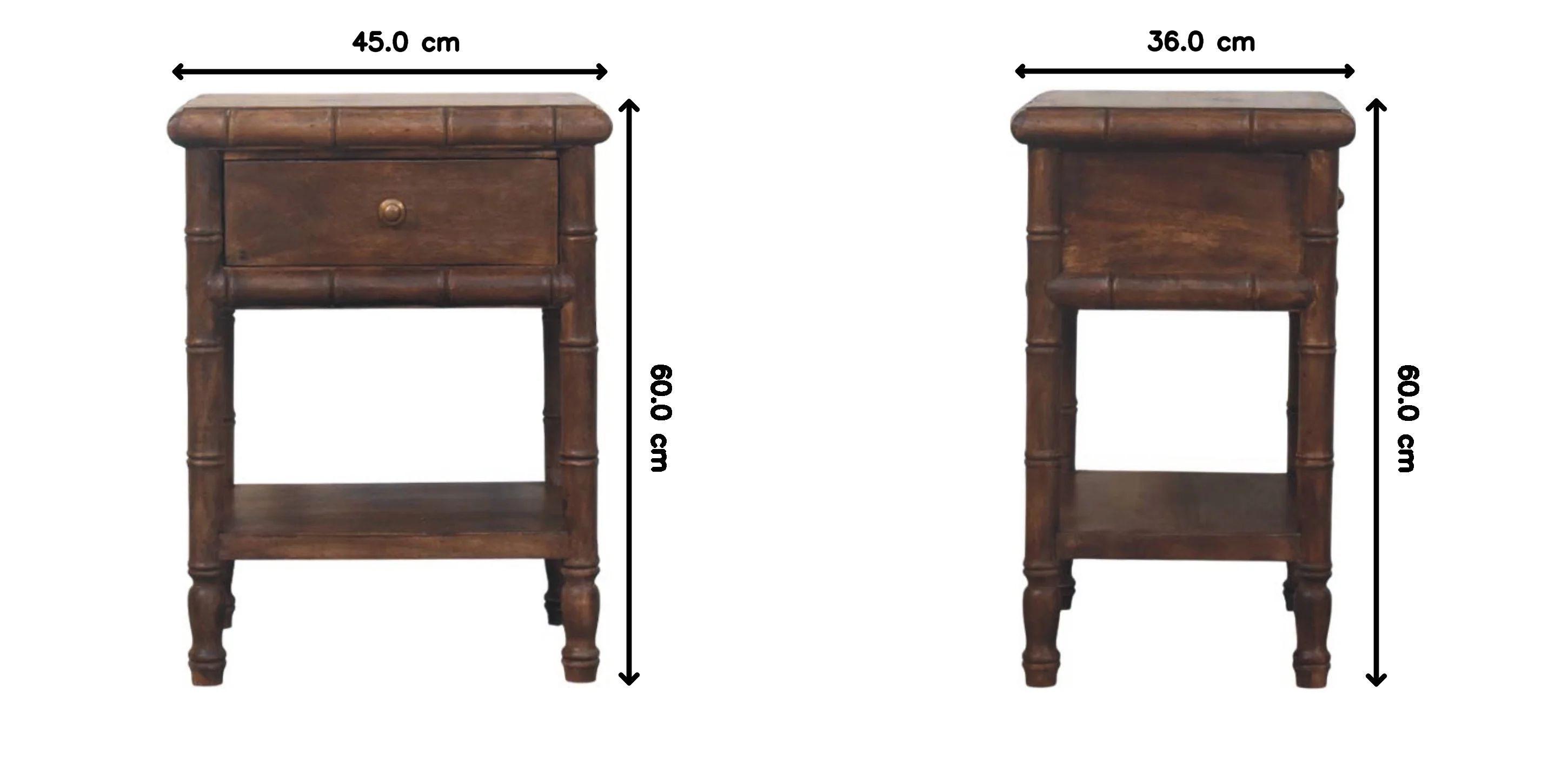 Bedside Table with 1 Drawer & 1 Open Slot, Solid Wood Bamboo, Brown - Image 9