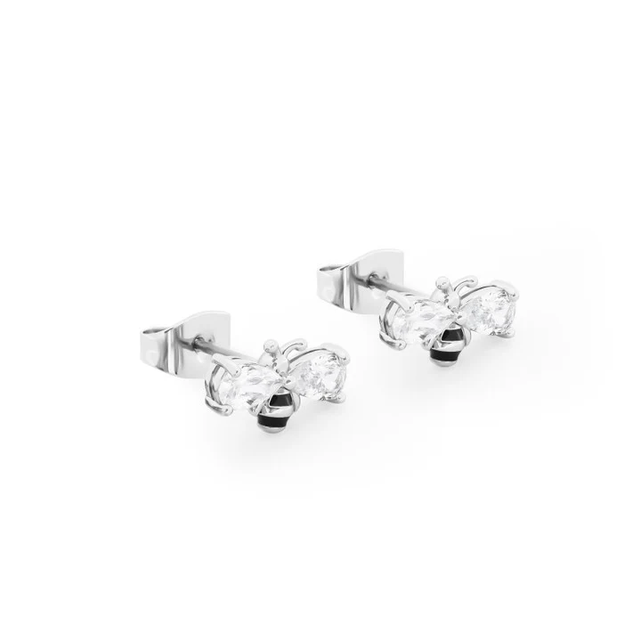 Bee Wings Silver Stud Earrings