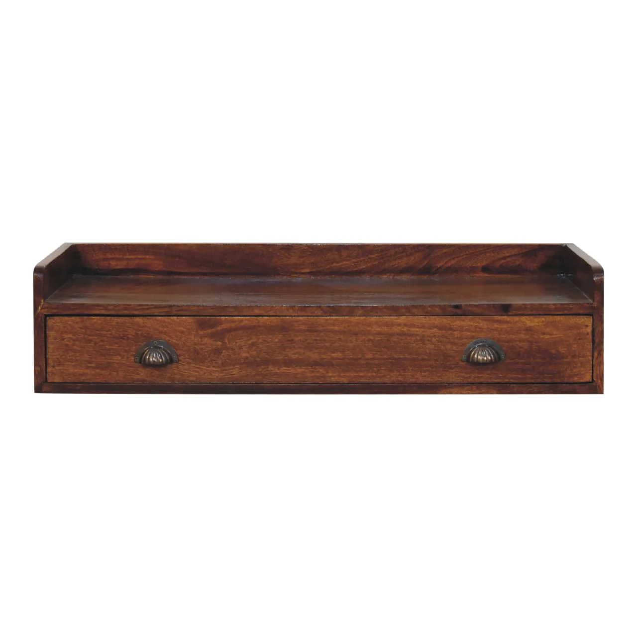 Belmont Wall-Mounted Console Shelf 1 Drawer Solid Wood Dark Brown - Image 3
