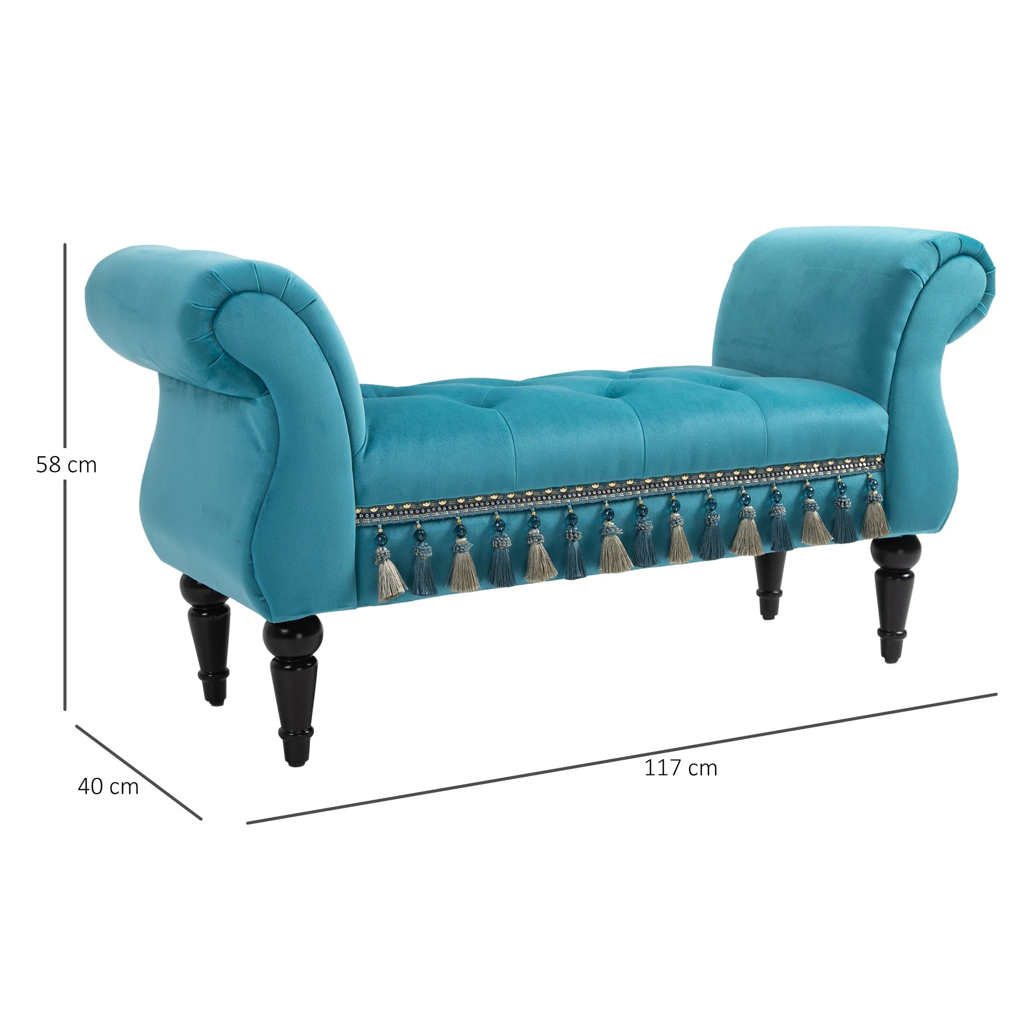 Bench Upholstered Stool, Polyester Foam, Blue - Image 3