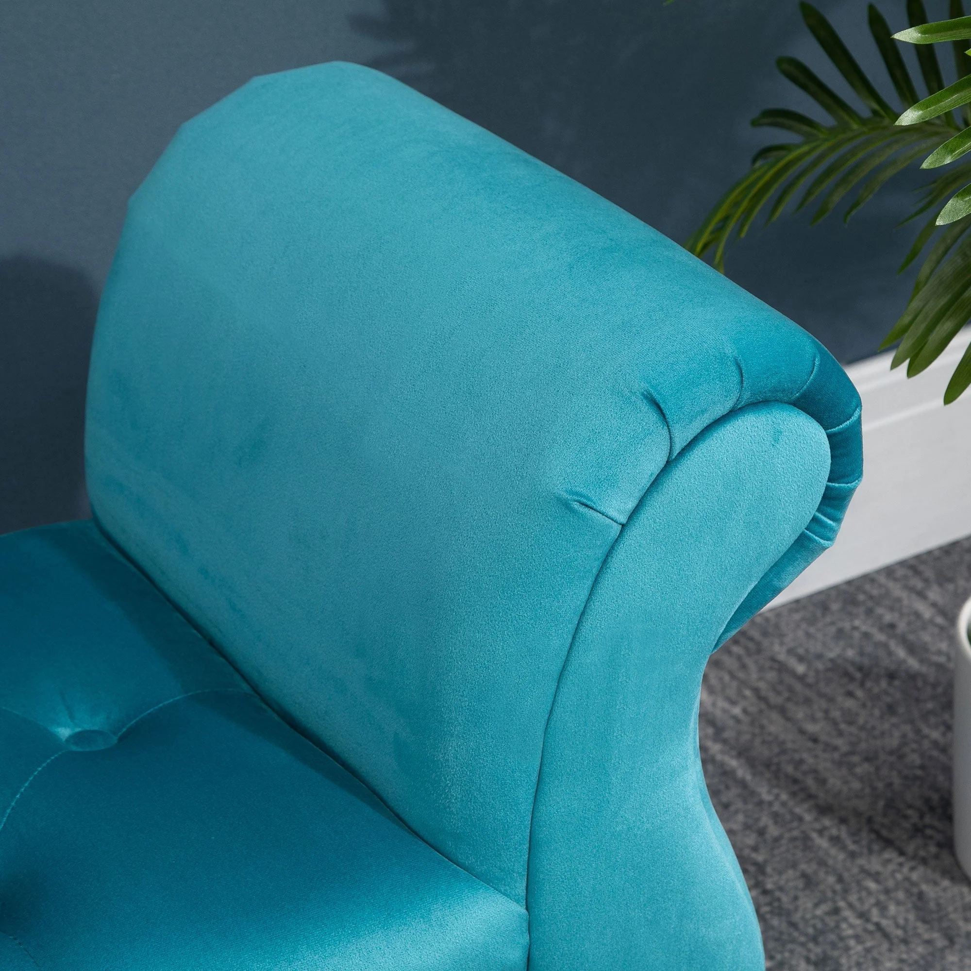 Bench Upholstered Stool, Polyester Foam, Blue - Image 7
