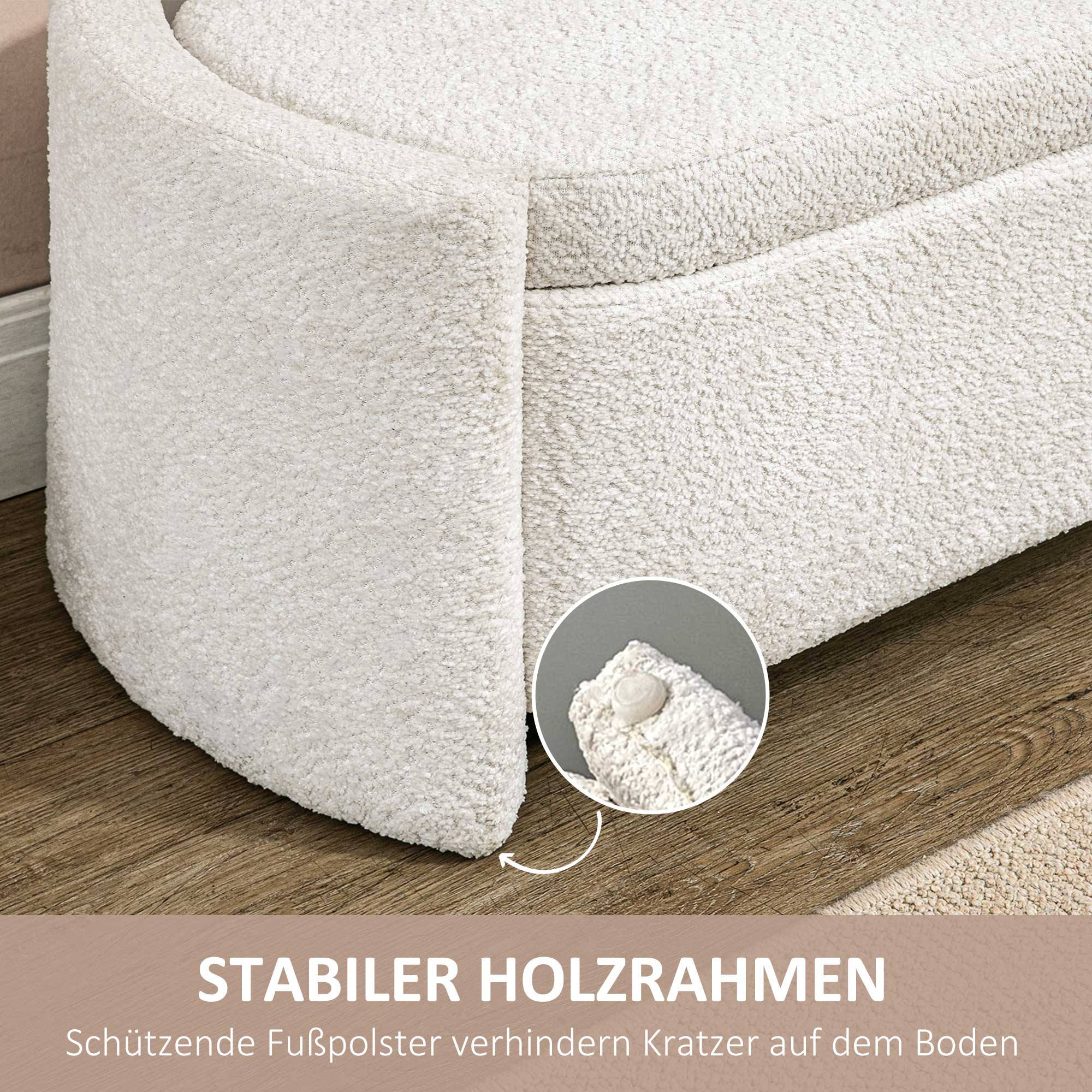 Bench, Upholstered Storage with Lid, Cream - Image 5