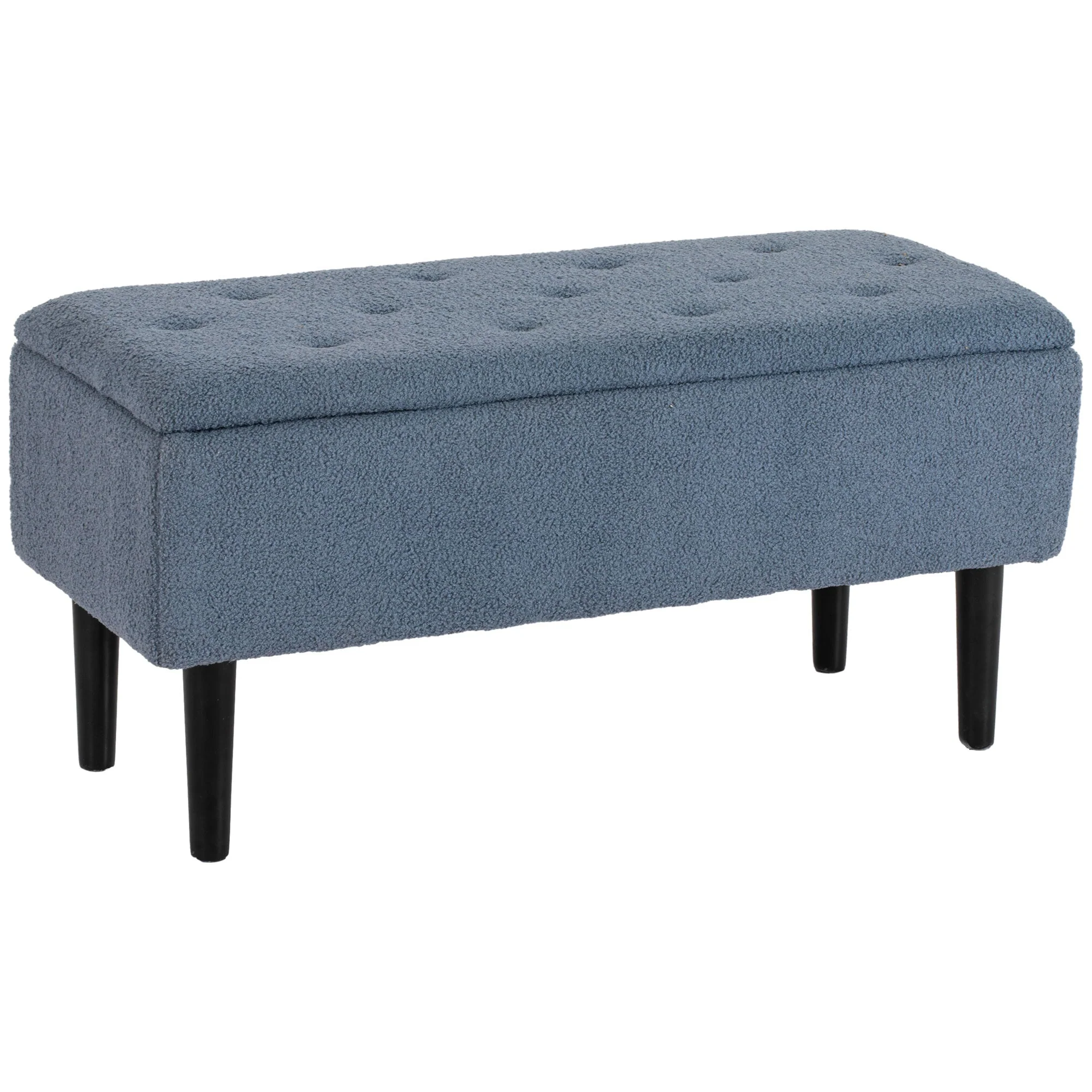 bench with storage space, upholstered, folding lid, blue - Image 2