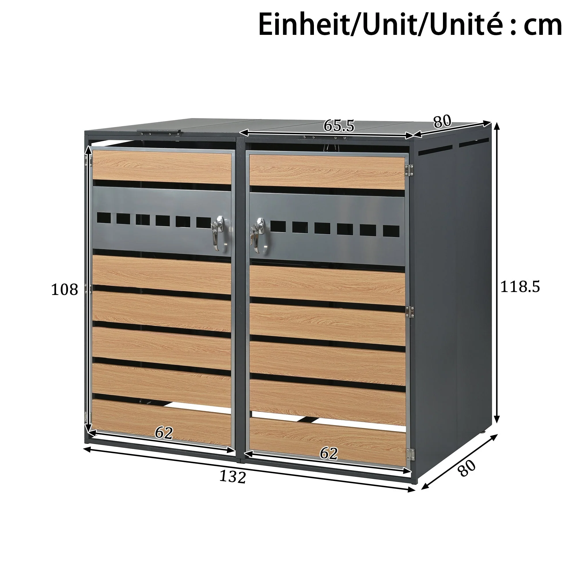 Bin Storage Box with Hinged Lid, Lockable and Two Doors - Image 4