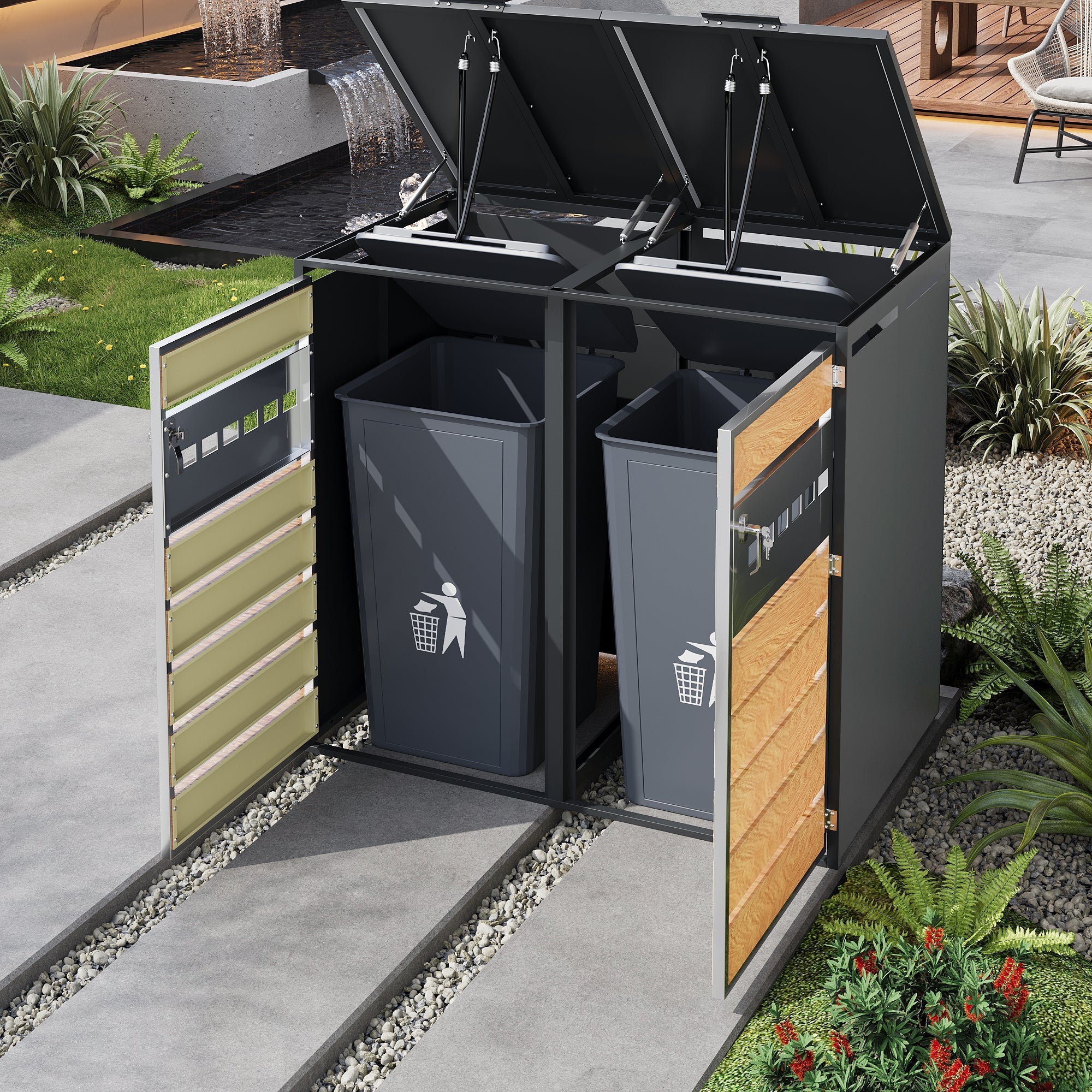 Bin Storage Box with Hinged Lid, Lockable and Two Doors - Image 8