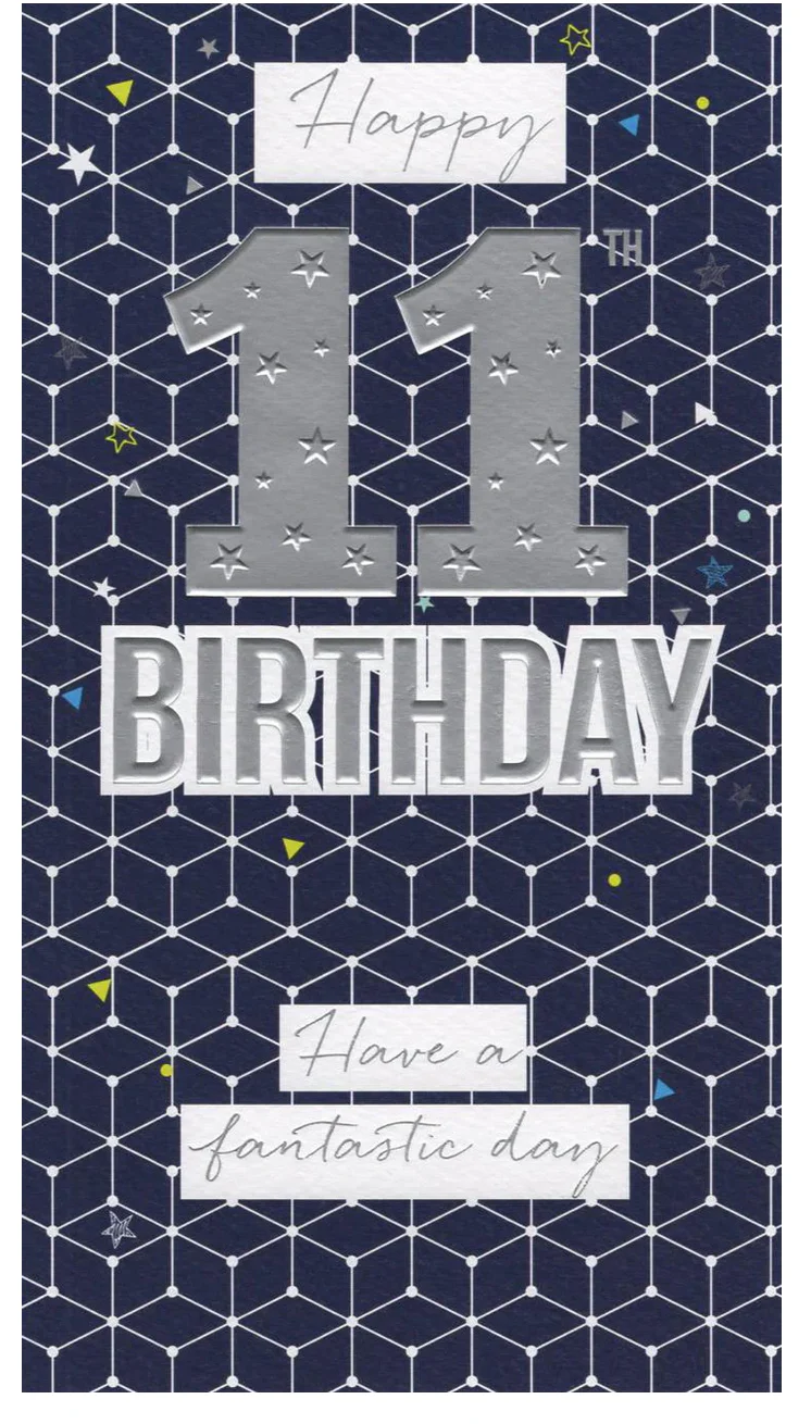 Birthday Card - Age 11 Navy