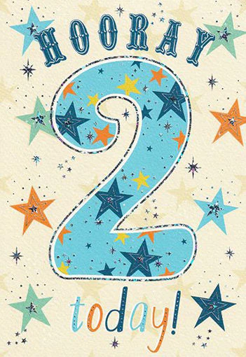 Birthday Card - Age 2 Hooray Blue