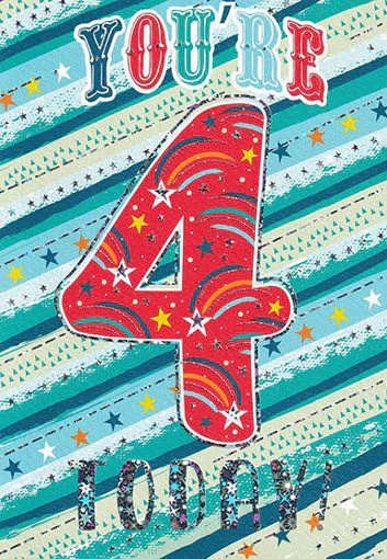 Birthday Card - Age 4 Blue/Red