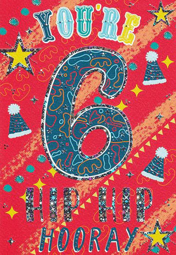 Birthday Card - Age 6 Red