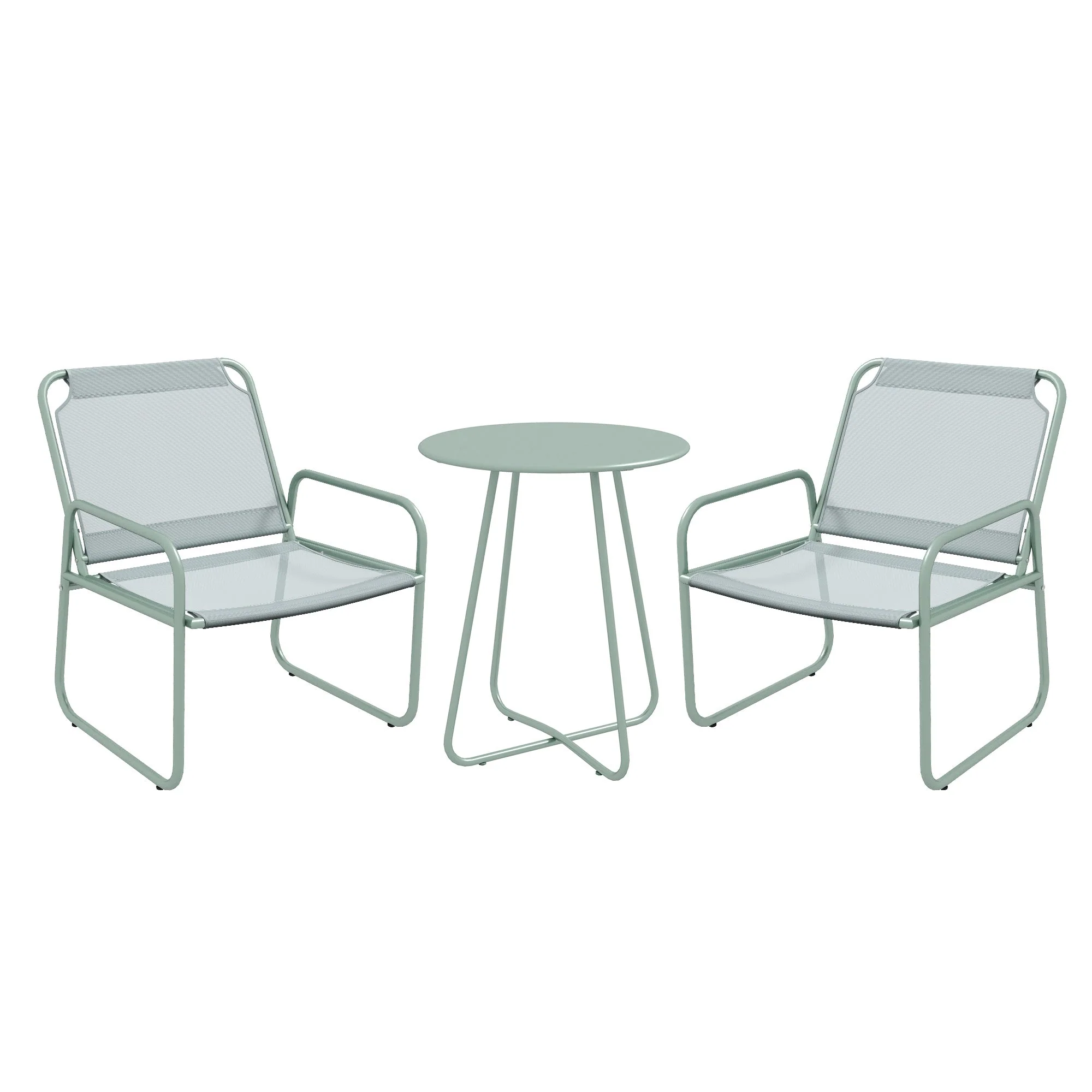 Bistro Set 3-Piece Table & 2 Chairs Mesh Green - Image 2