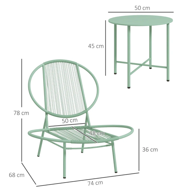 Bistro Set 3-piece Weatherproof Garden Furniture Steel Green - Image 4