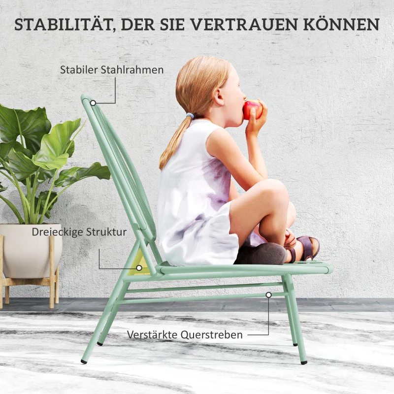 Bistro Set 3-piece Weatherproof Garden Furniture Steel Green - Image 6