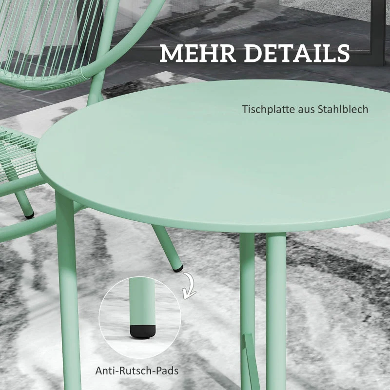 Bistro Set 3-piece Weatherproof Garden Furniture Steel Green - Image 8