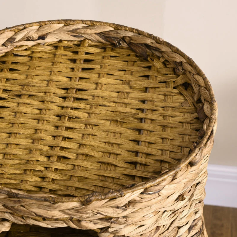 Boho Cat Cave, 3-Tier 3-Entrance with Cushion, Light Brown + Cream White - Image 8