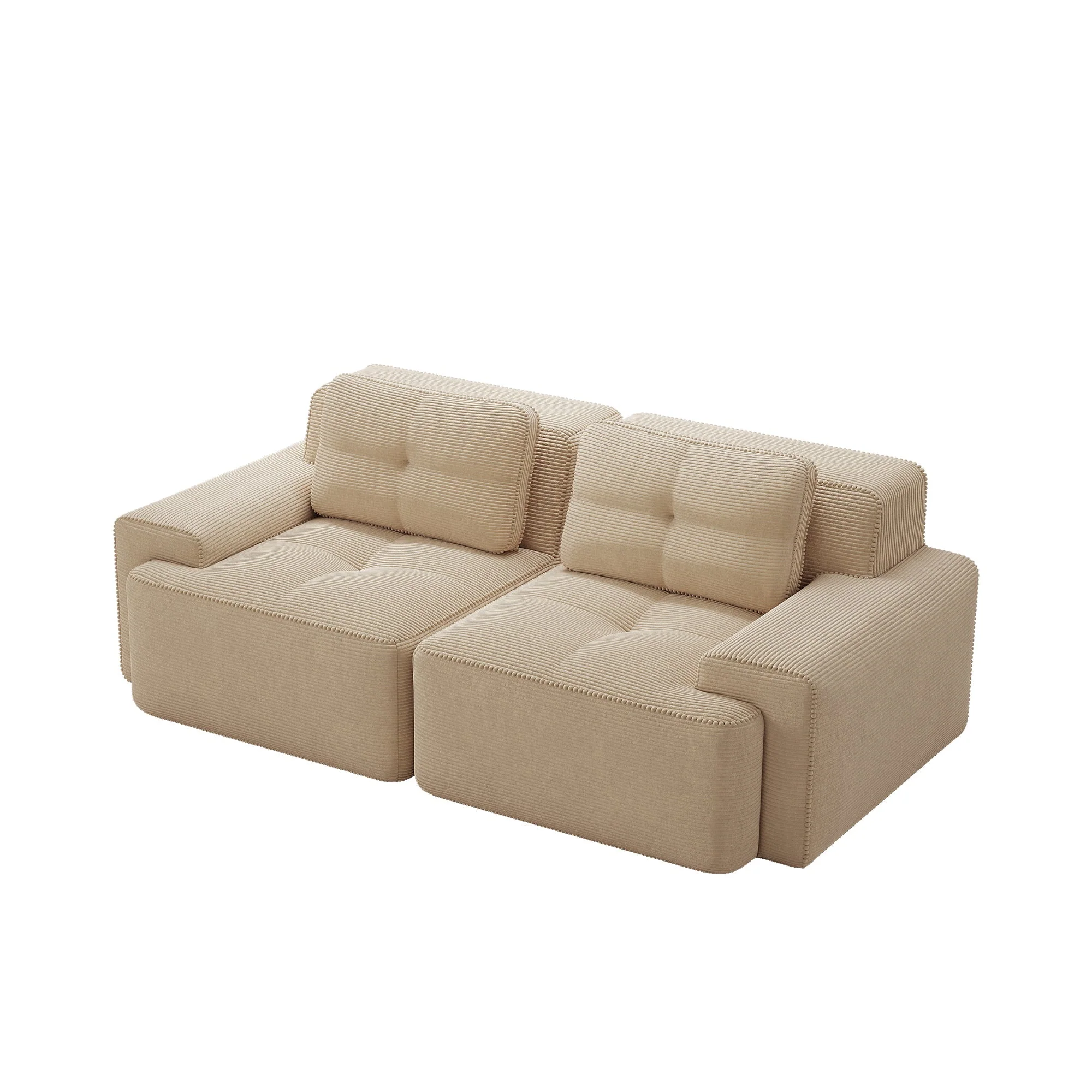Boneless Modular Sofa Deep Seat Sleeper - Corduroy Beige - Image 5