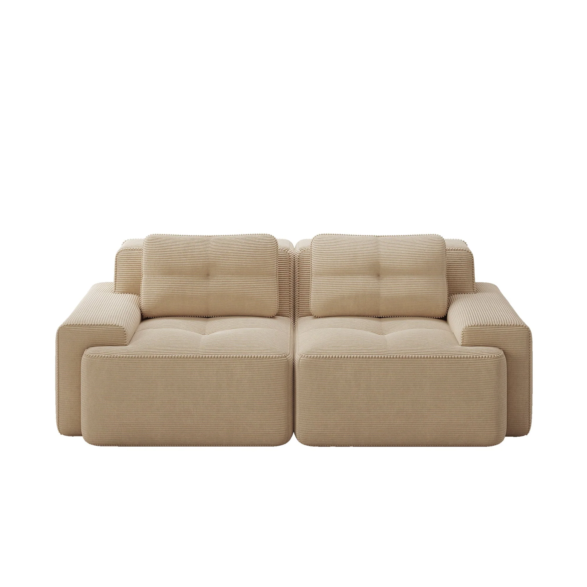 Boneless Modular Sofa Deep Seat Sleeper - Corduroy Beige - Image 6
