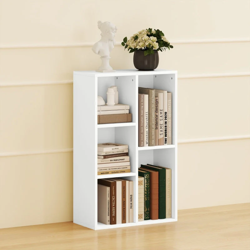 Bookcase, Standing Shelf with Tiers, White - Image 7
