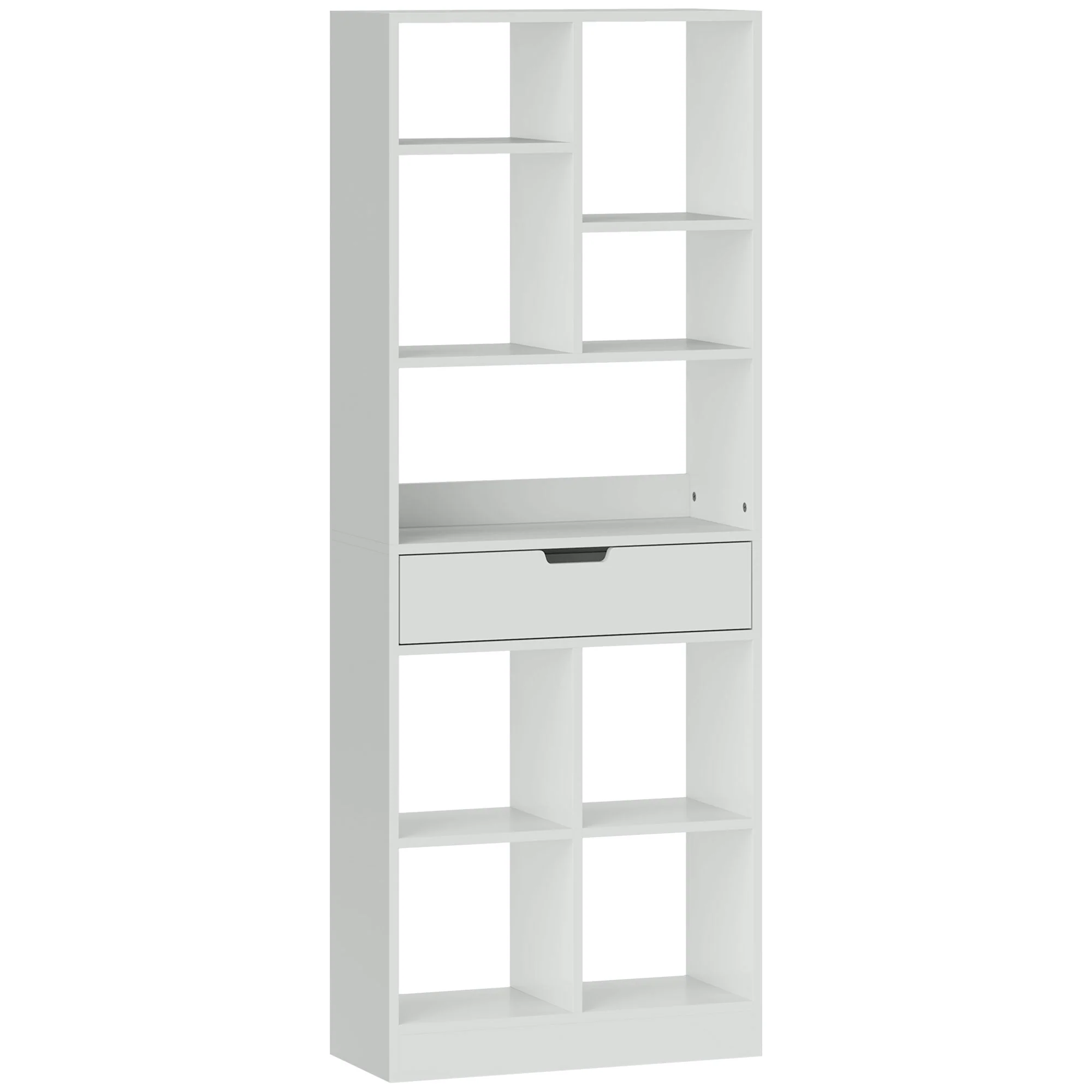 Bookshelf 9 Shelves 1 Drawer Anti-Tip 60x26x158cm White - Image 2