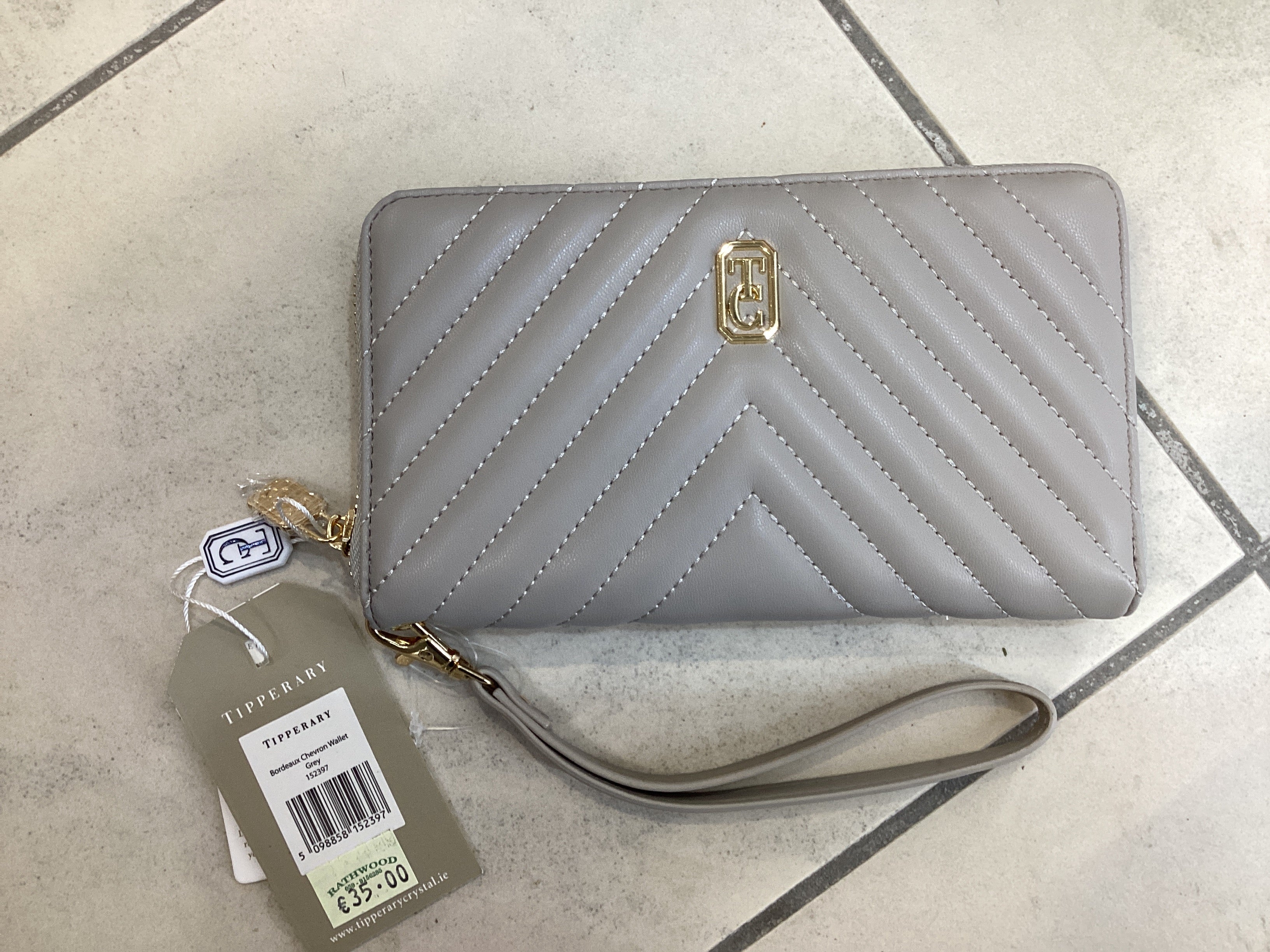 Bordeaux Chevron Wallet Grey