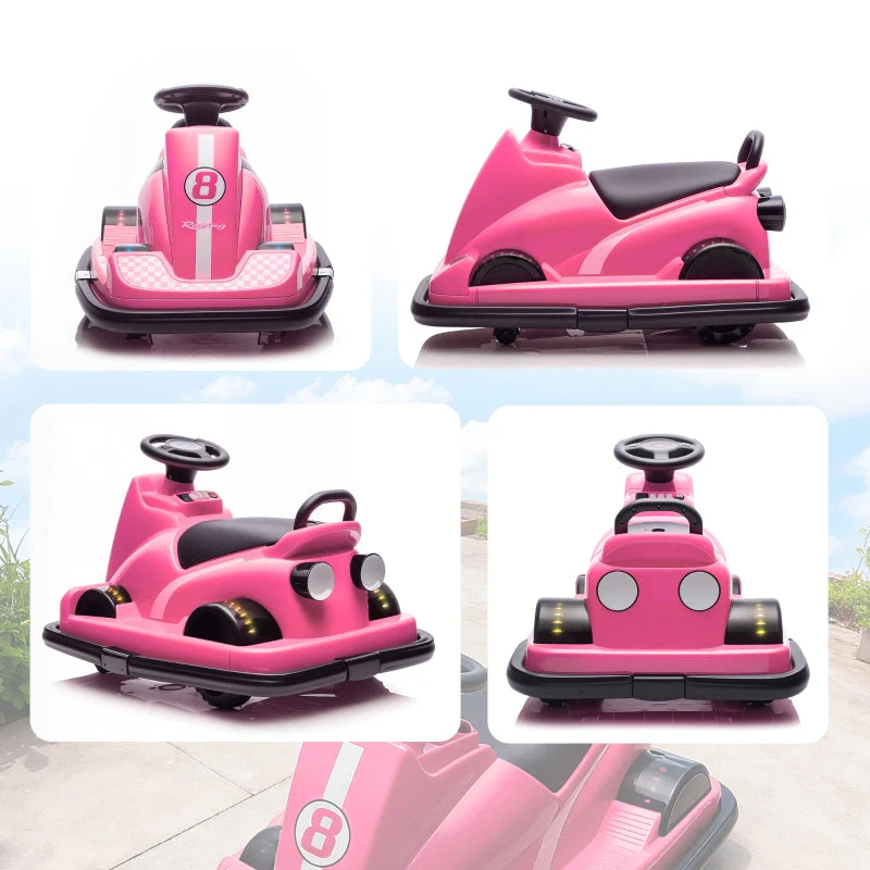 Bumper Car for Children with 360-Degree Rotation and LED Lights, Pink - Image 7