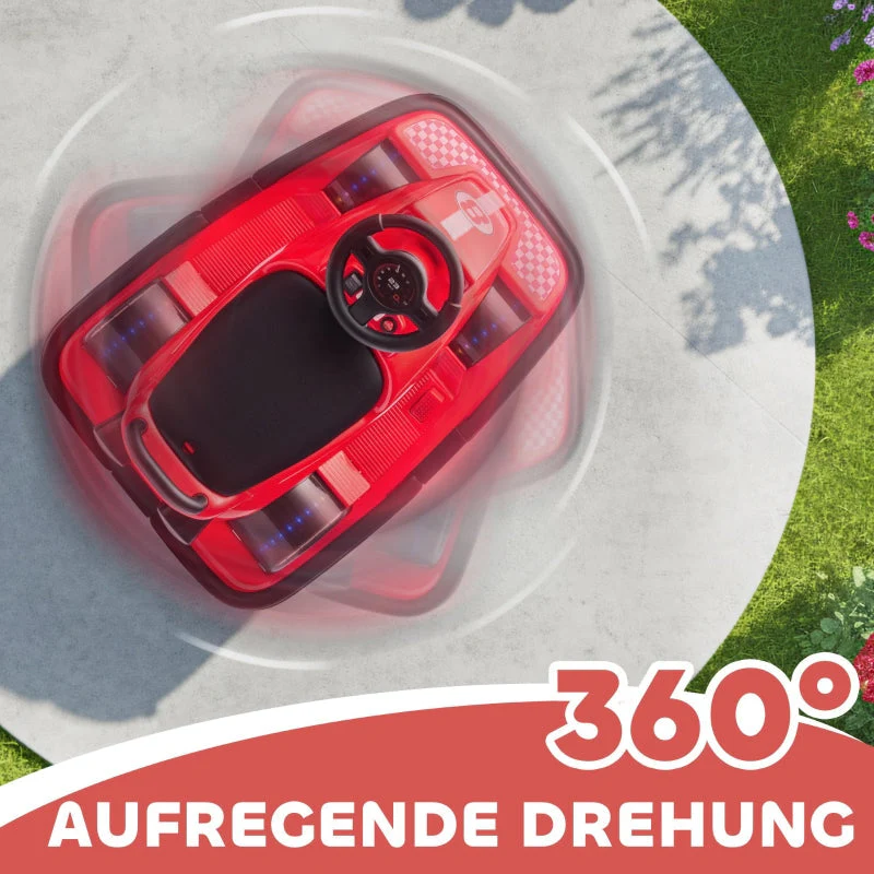 Bumper Car for Children with 360-Degree Rotation, LED Lights and Music, Red - Image 5