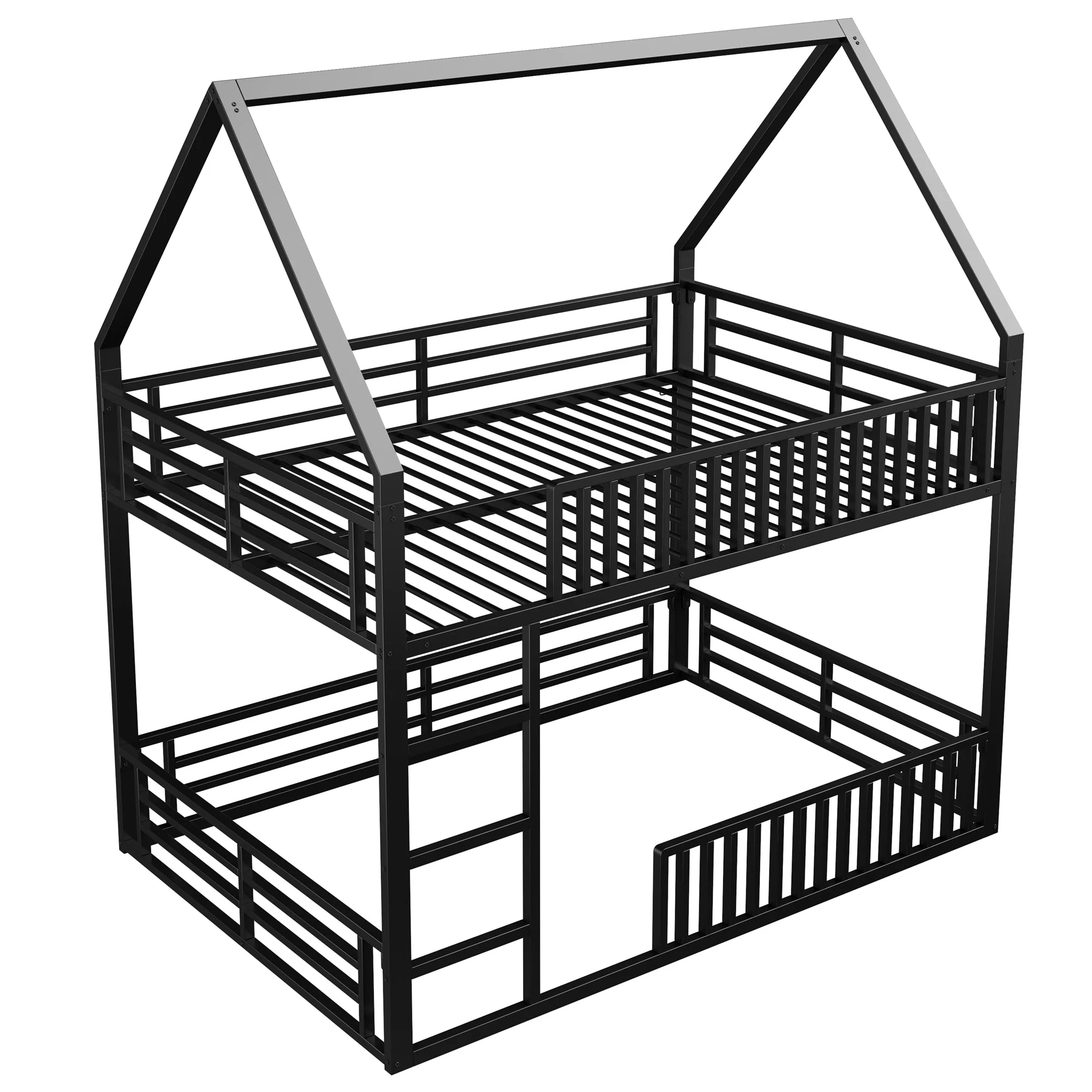 Bunk Bed 140x200 House Design Fence LED Light - Black - Image 8