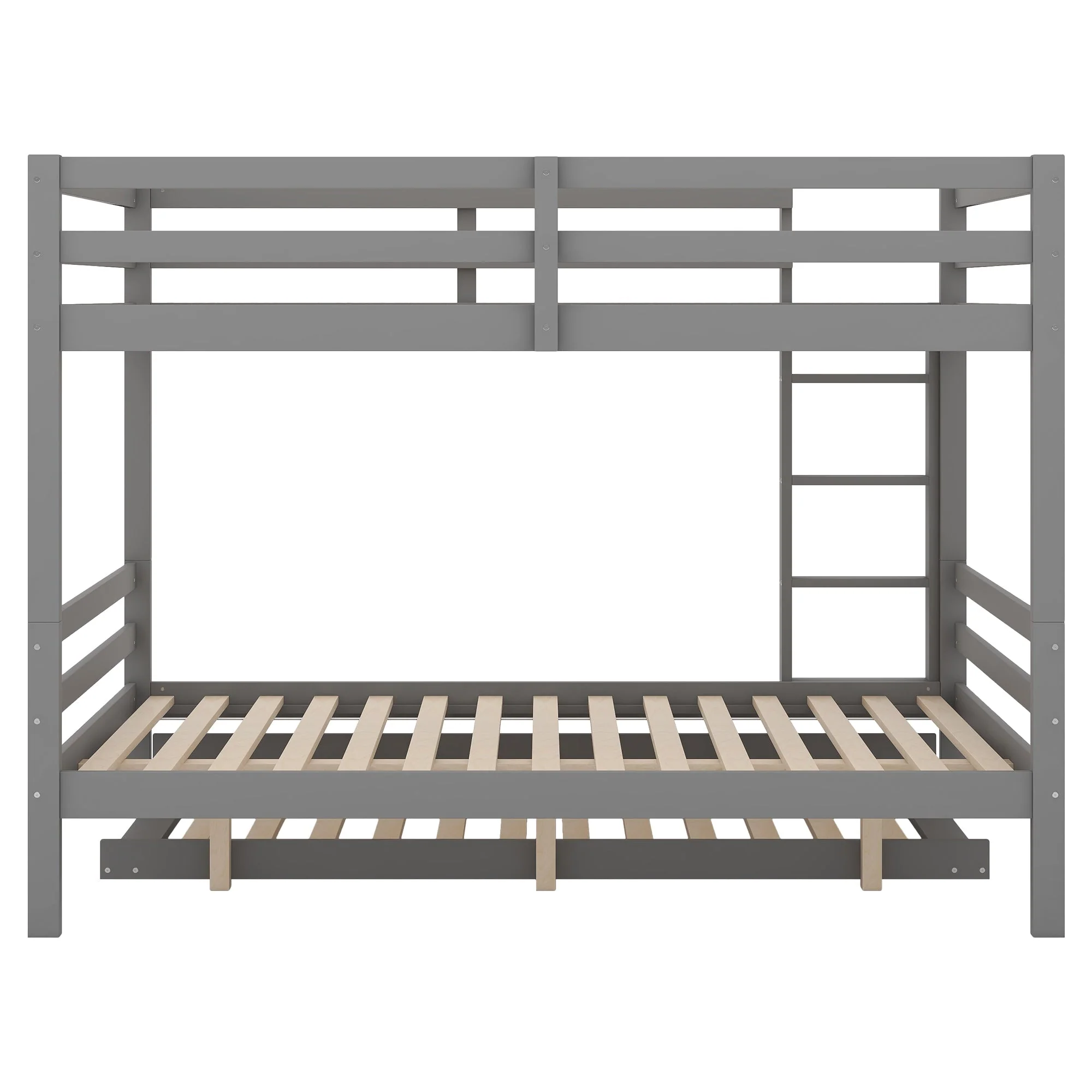 Bunk Bed 140x200cm Pull-Out Bed Stairs High Railings - Grey - Image 10