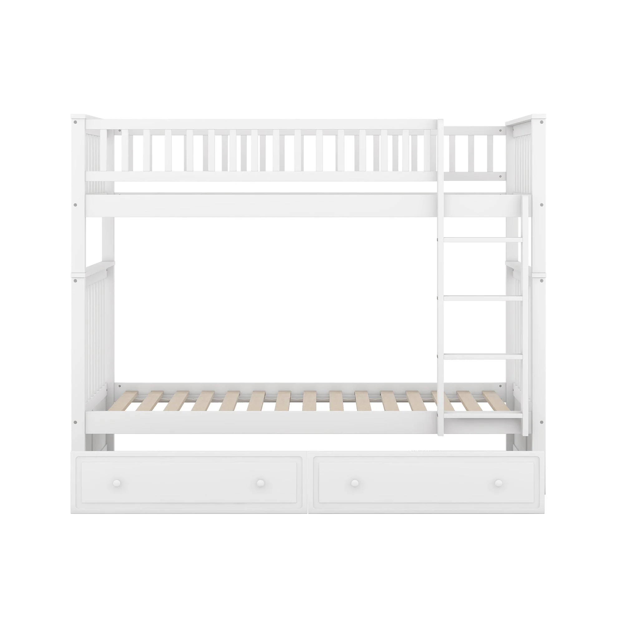 Bunk Bed 90x200cm Convertible with Drawers - White - Image 10