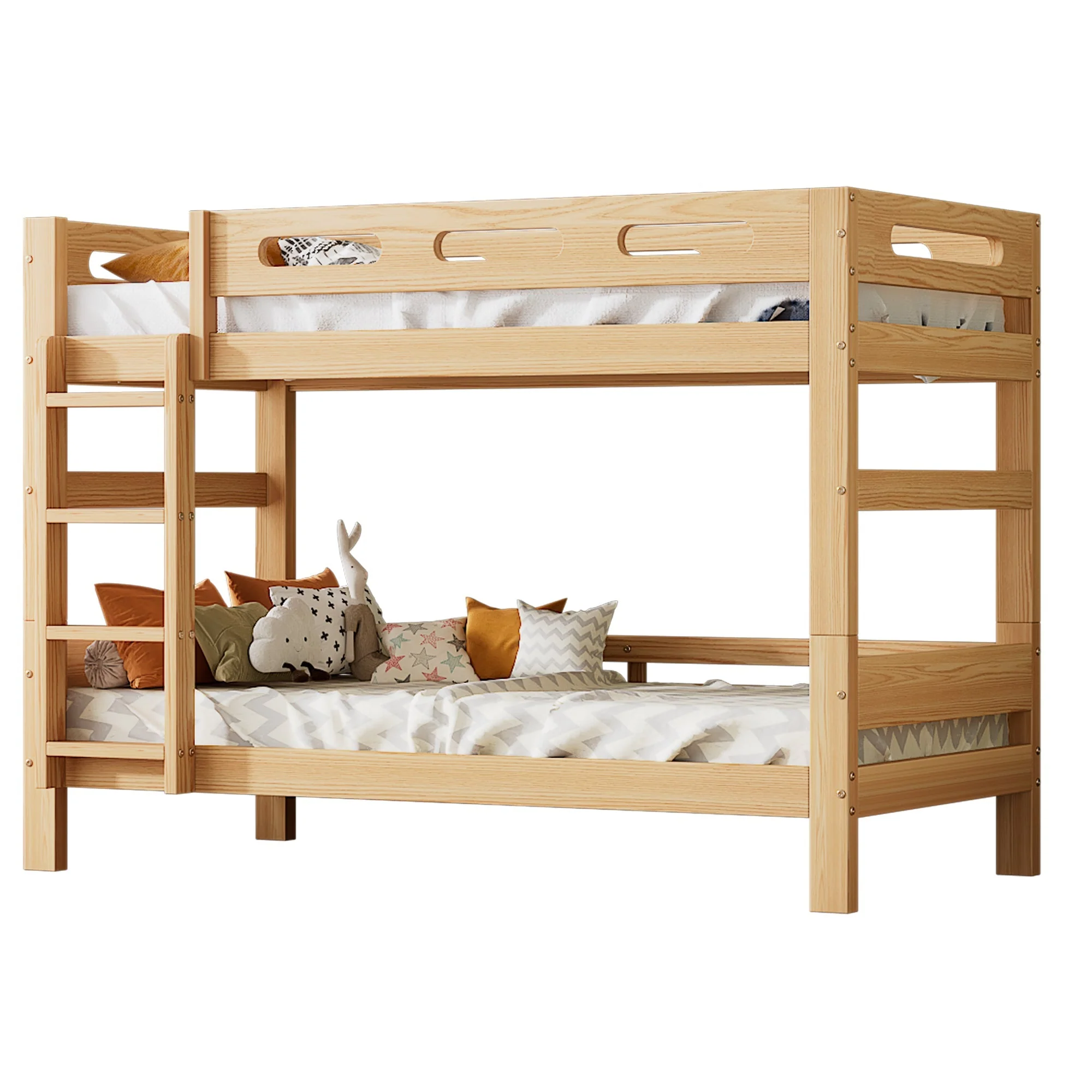 Bunk Bed 90x200cm Divisible 2 Single Beds Sturdy Pine Frame, Natural - Image 8