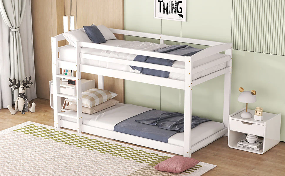 Bunk Bed 90x200cm Solid Pine Frame - White - Image 6