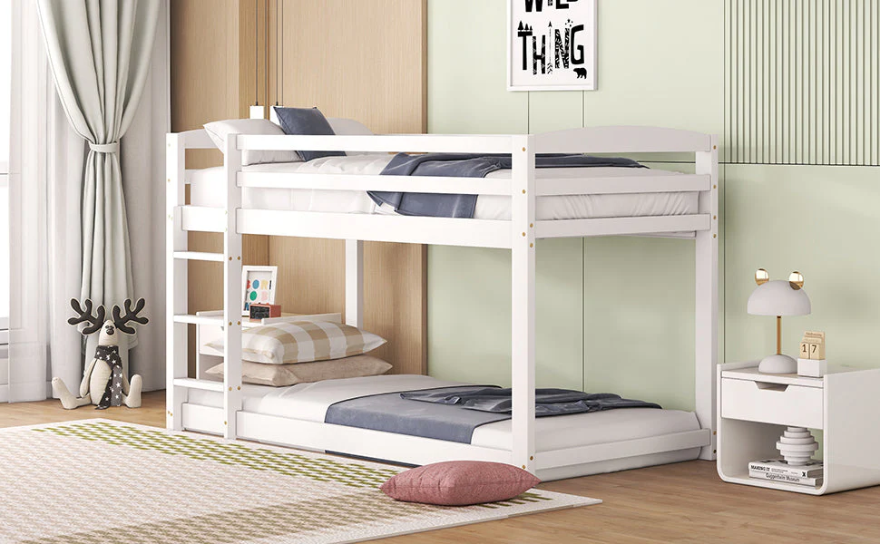 Bunk Bed 90x200cm Solid Pine Frame - White - Image 7
