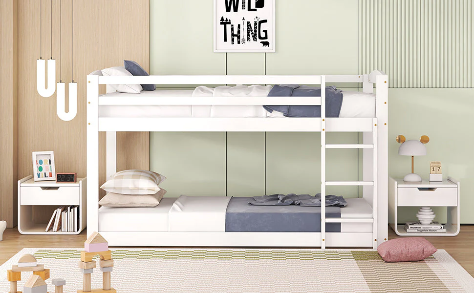 Bunk Bed 90x200cm Solid Pine Frame - White - Image 8