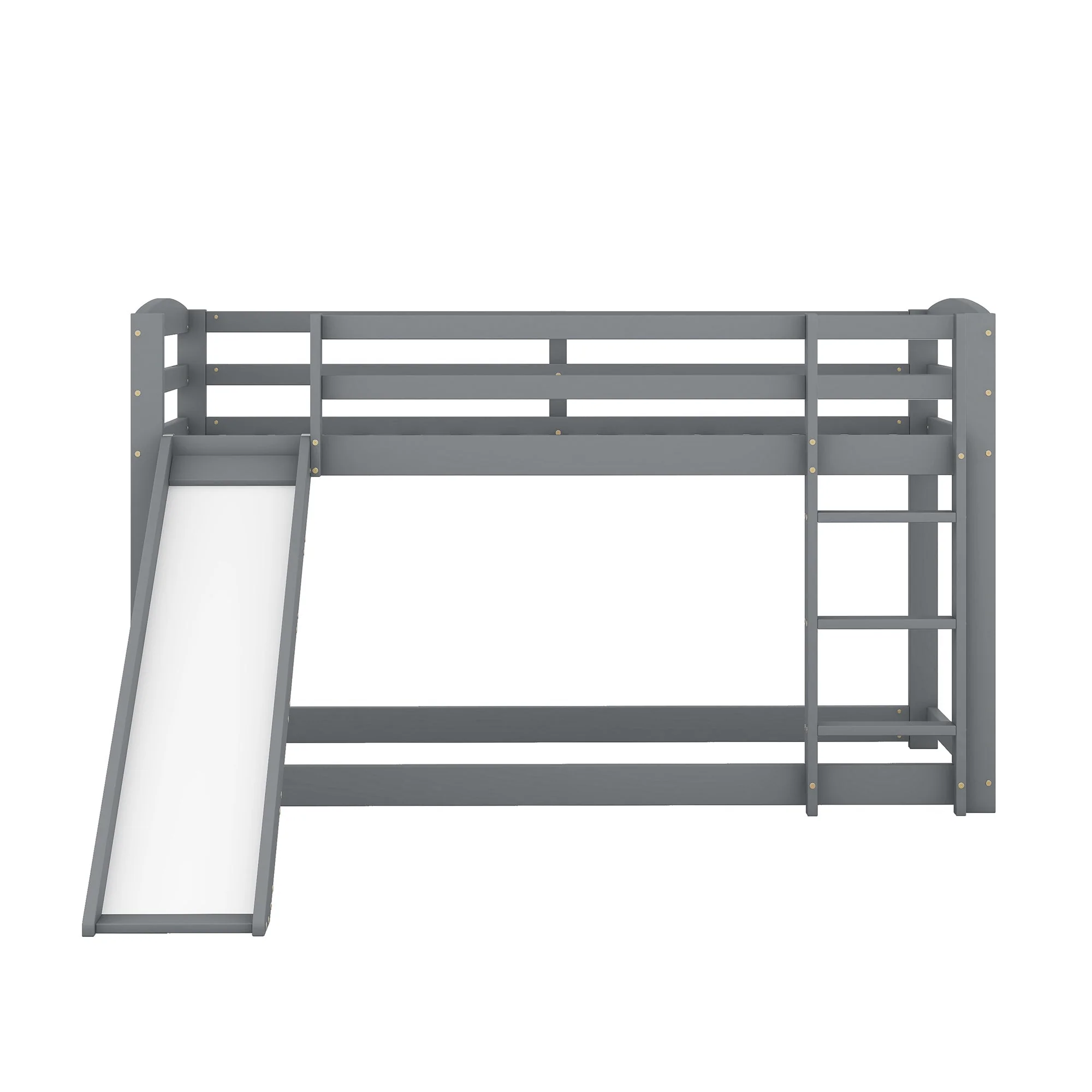 Bunk Bed 90x200cm with Slide Solid Wood Frame - Grey - Image 10