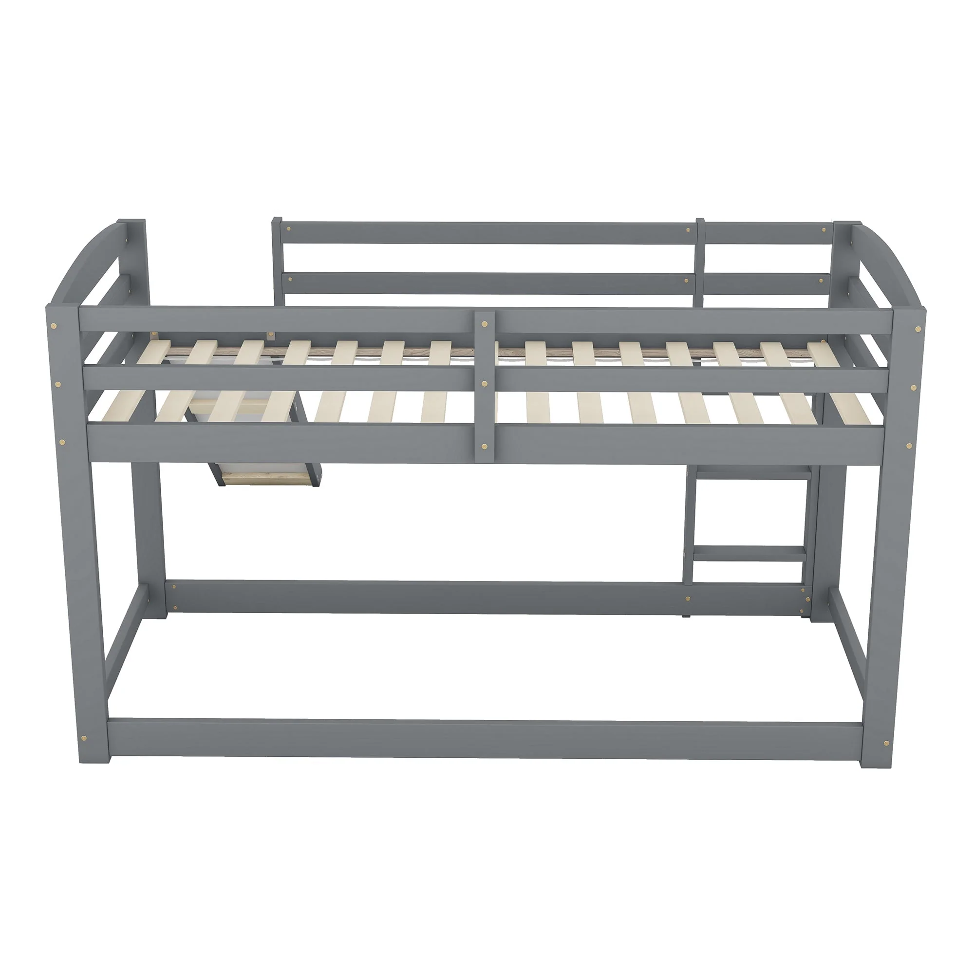 Bunk Bed 90x200cm with Slide Solid Wood Frame - Grey - Image 9