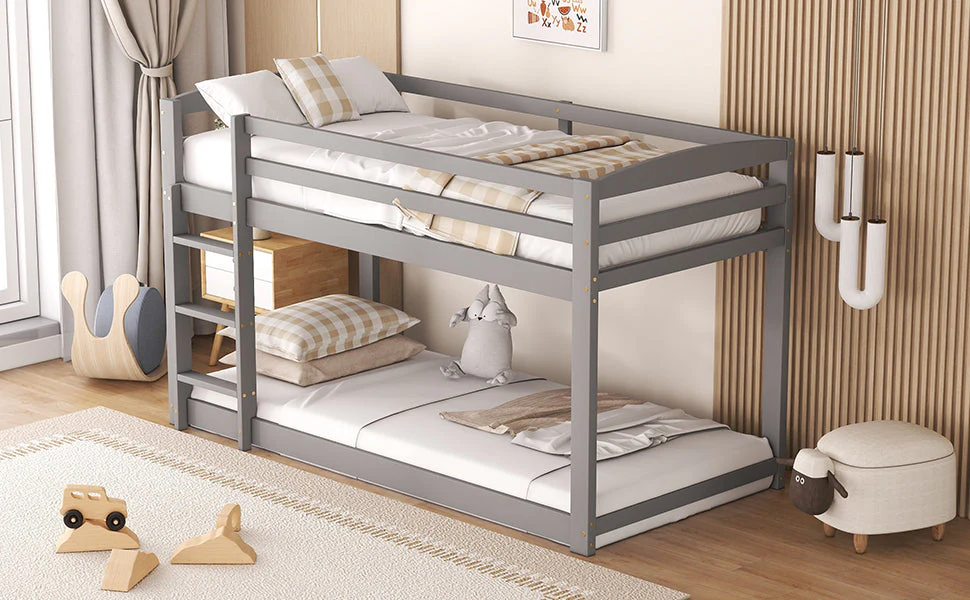 Bunk Bed for Children, Solid Pine Frame 90x200cm, Grey - Image 6