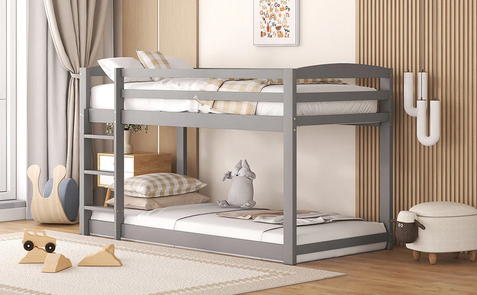Bunk Bed for Children, Solid Pine Frame 90x200cm, Grey - Image 7
