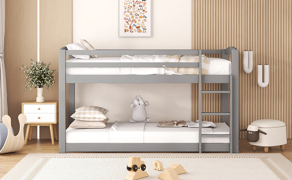 Bunk Bed for Children, Solid Pine Frame 90x200cm, Grey - Image 8