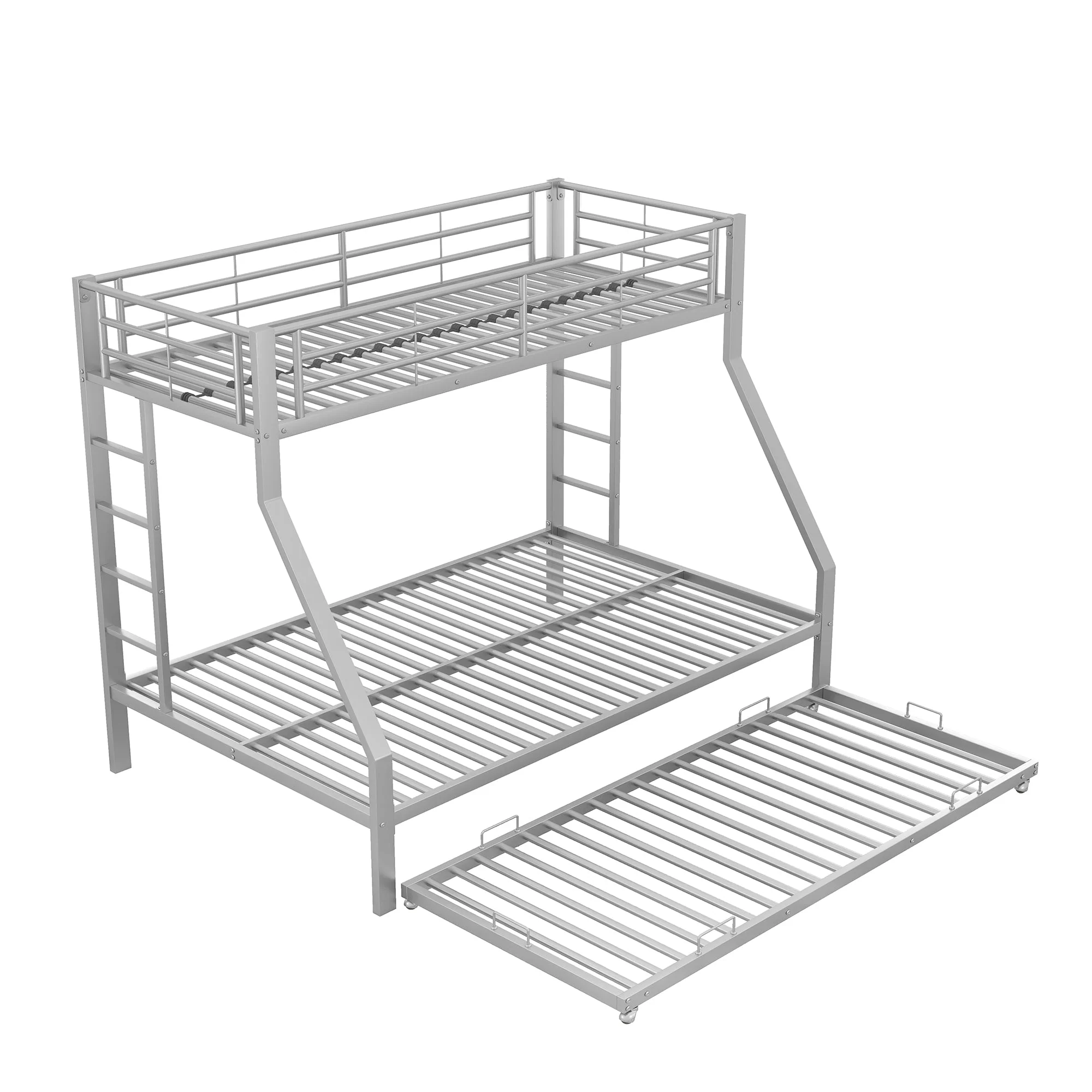 Bunk Bed Pull-out Bed Ladder 90(140)x200cm - Silver Metal - Image 8
