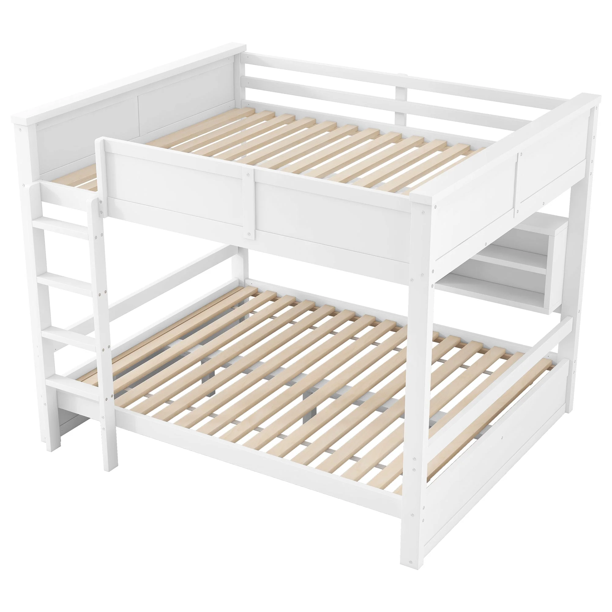 Bunk Bed with Storage Cabinets and LED Light, 160x200cm, White - Image 7