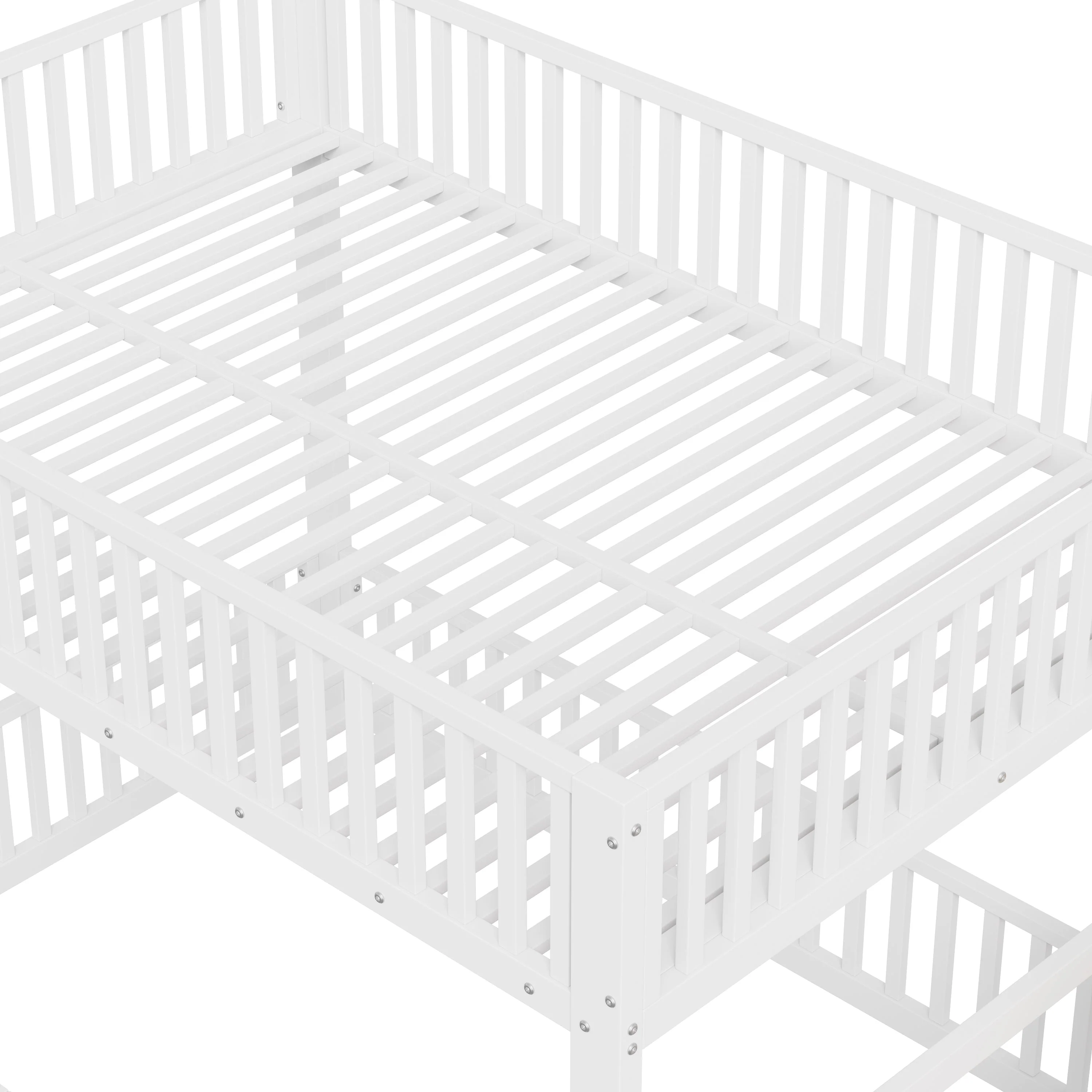 Bunk Bed with Storage Ladder and LED, 140x200cm, White - Image 7