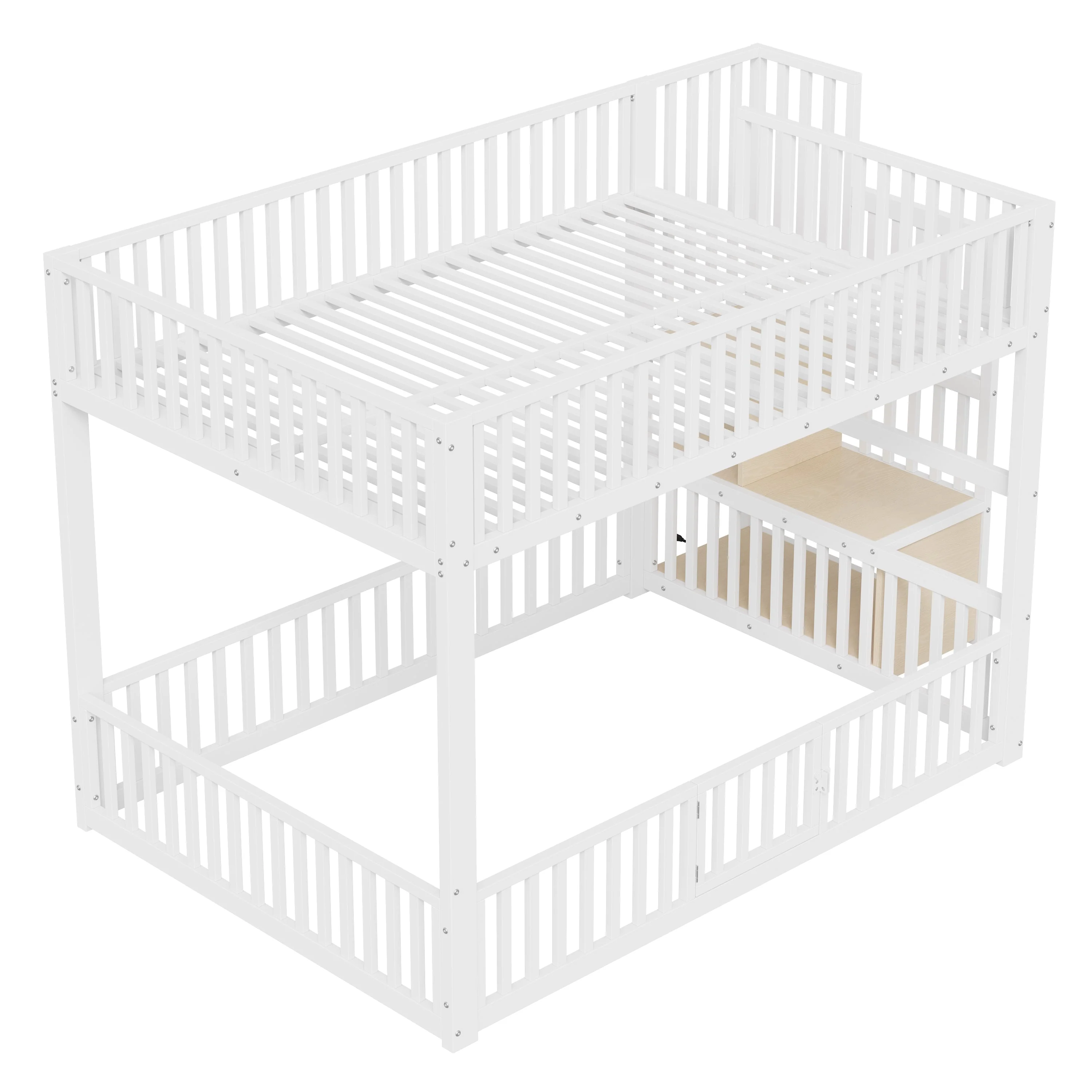 Bunk Bed with Storage Ladder and LED, 140x200cm, White - Image 8