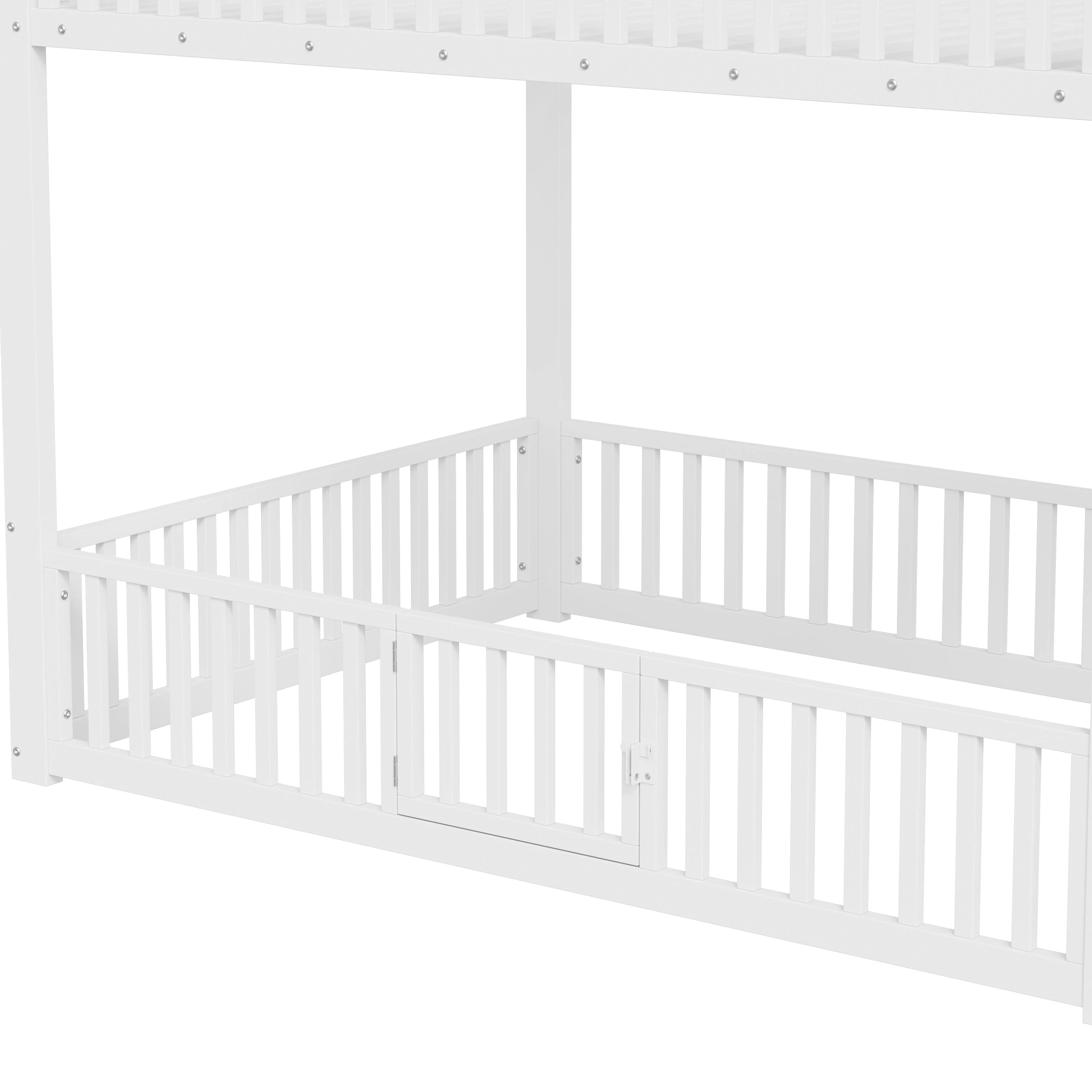 Bunk Bed with Storage Ladder and LED, 140x200cm, White - Image 9
