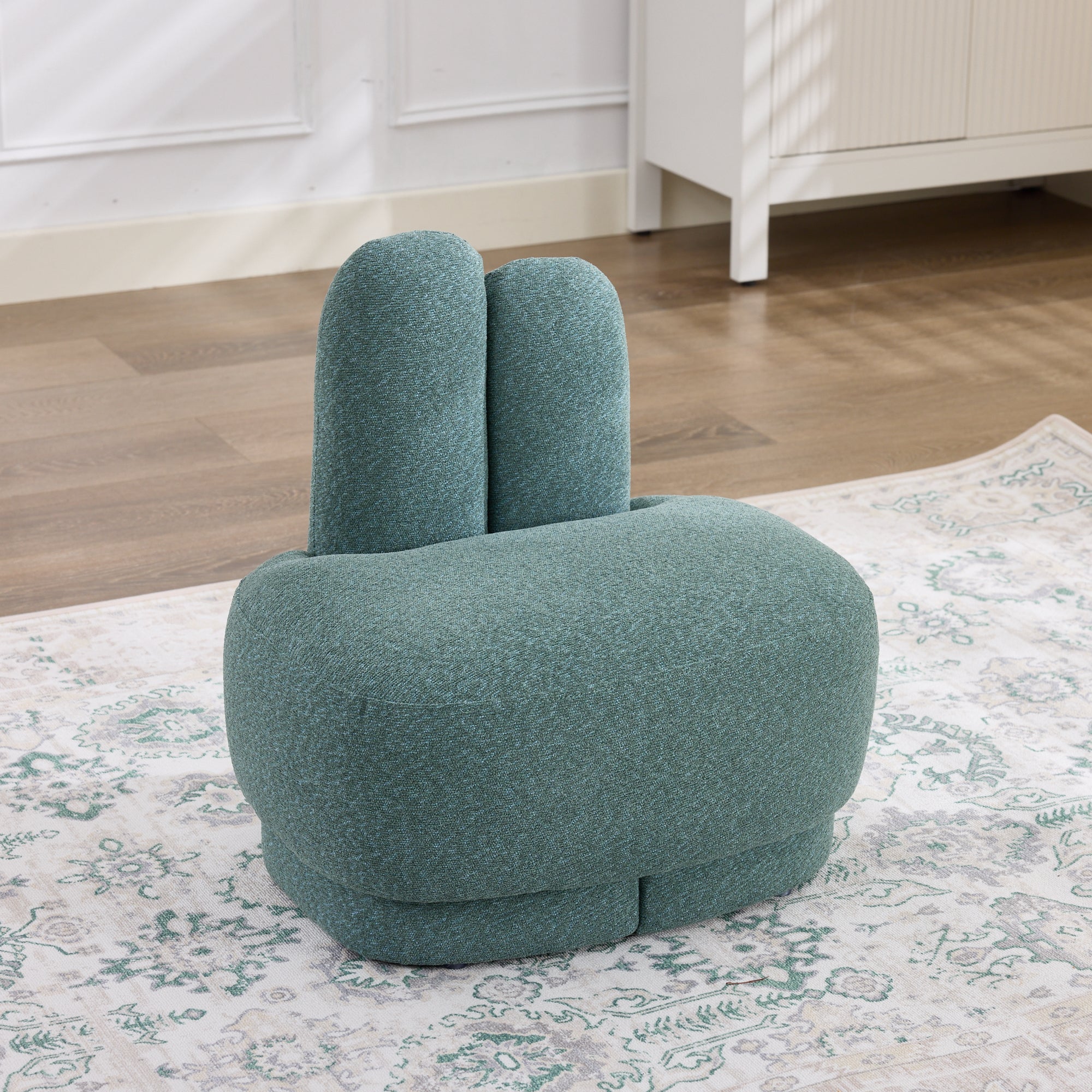 Bunny-Ear Ottoman Fixed Padded No Storage - Fabric - Image 2