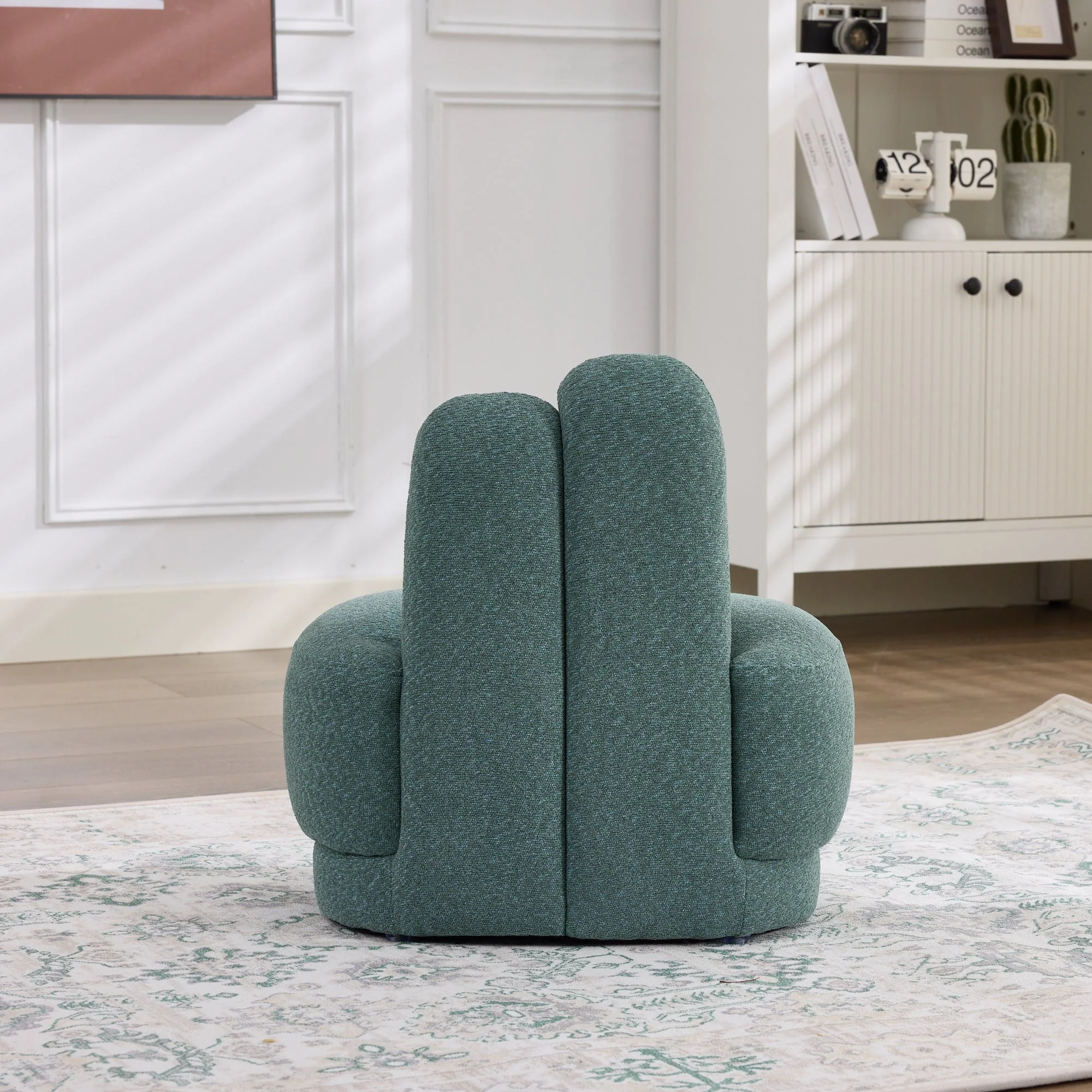 Bunny-Ear Ottoman Fixed Padded No Storage - Fabric - Image 4