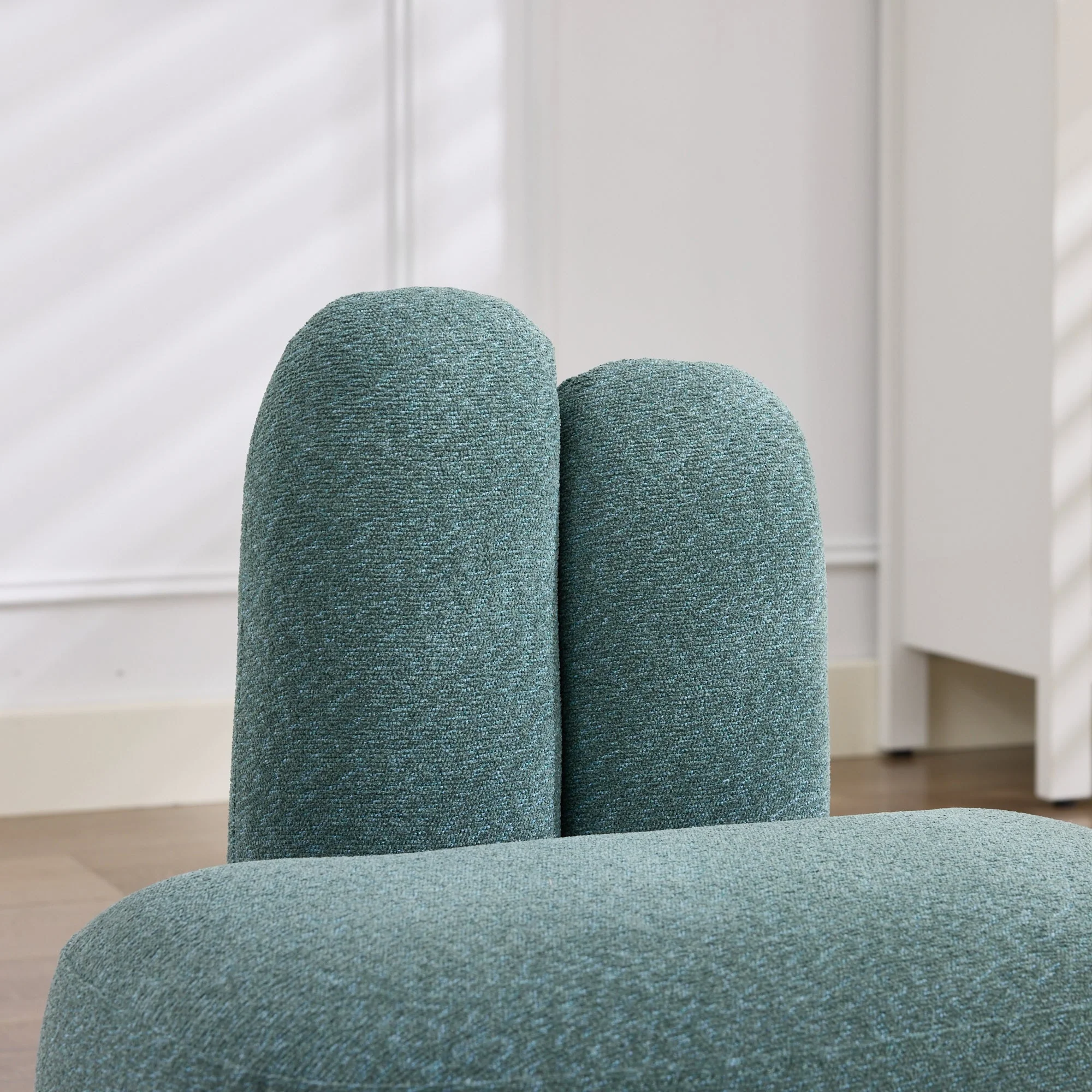 Bunny-Ear Ottoman Fixed Padded No Storage - Fabric - Image 5