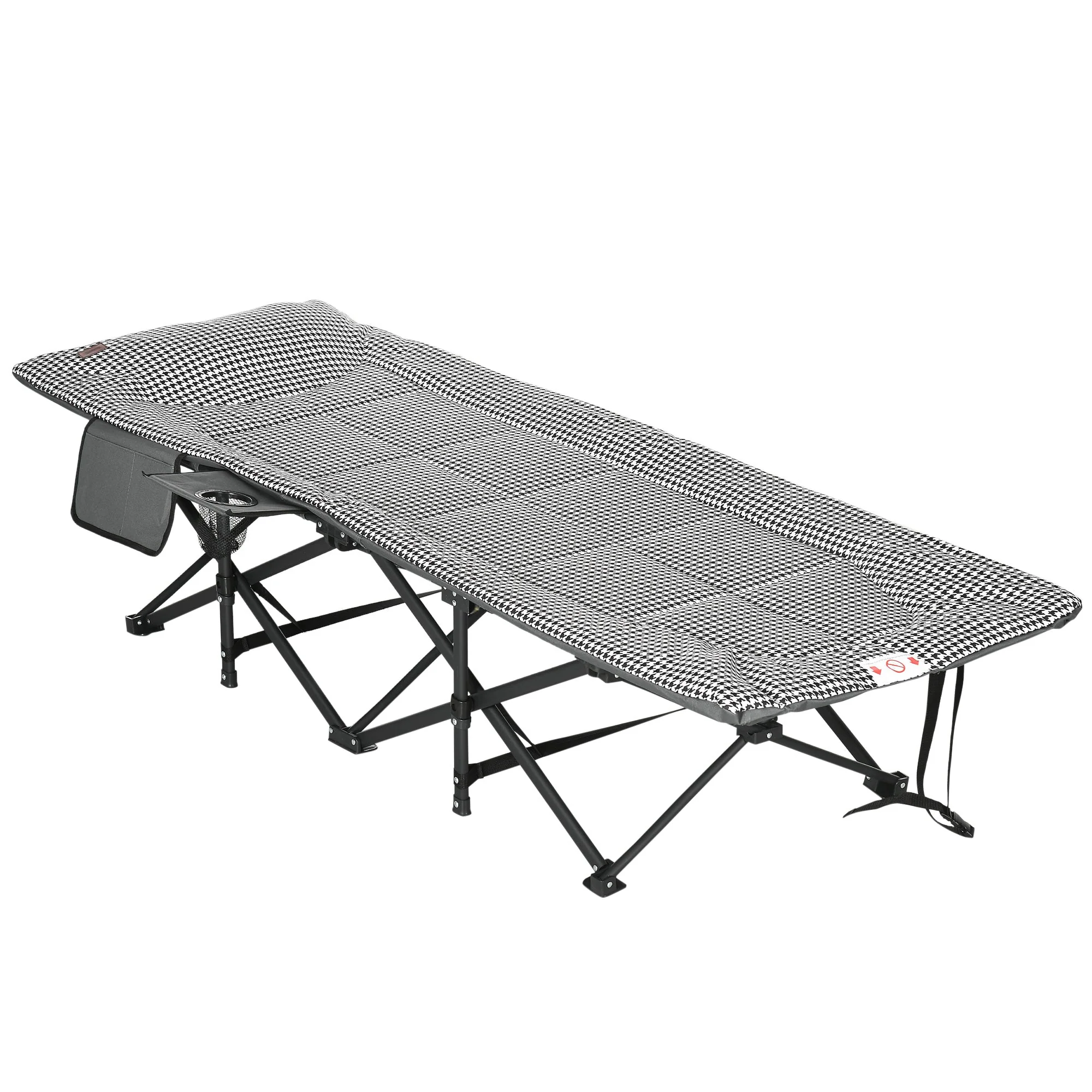Camp Bed, with Bag & Cup Holder, 120 kg, Black - Image 2