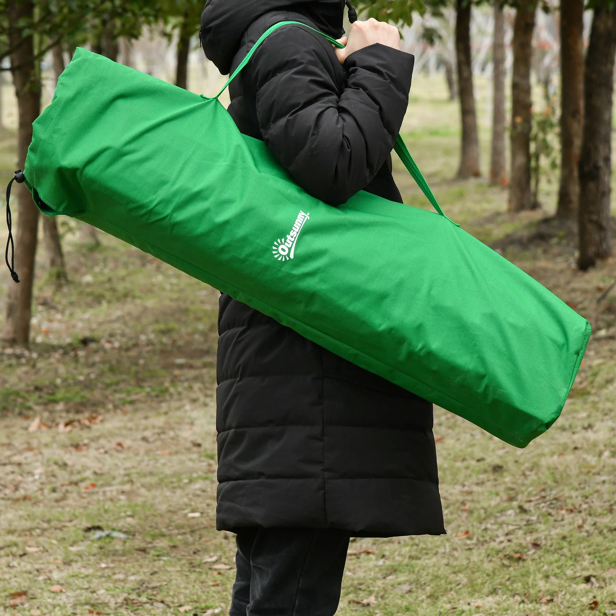 Camping Bed Foldable, 136 kg Load Capacity with Side Pocket, Oxford Green Black - Image 7