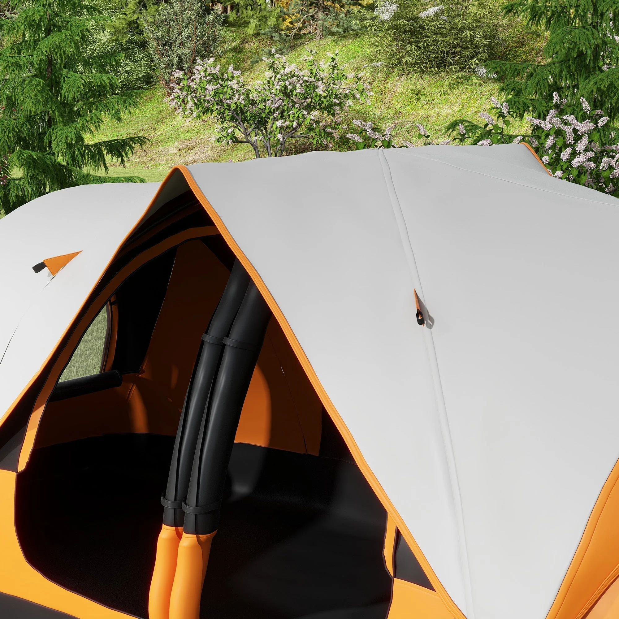 Camping Tent, Tunnel Tent 8-Person 2 Rooms Windproof 2000mm Water-Repellent, Orange - Image 8